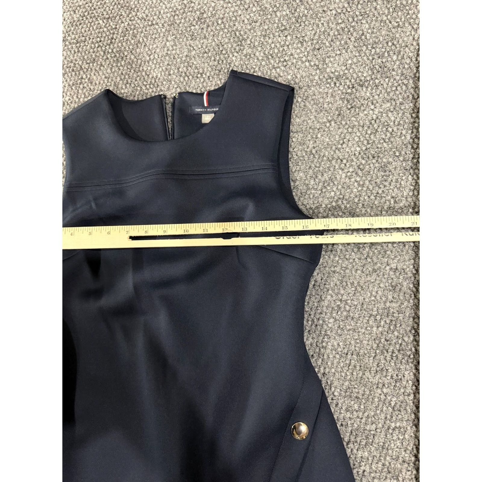 Tommy Hilfiger Tommy Hilfiger Dress Womens 6 Navy Blue Sleeveless Sheath Pencil Gold Button Dress Size M / US 6-8 / IT 42-44 - 3 Thumbnail