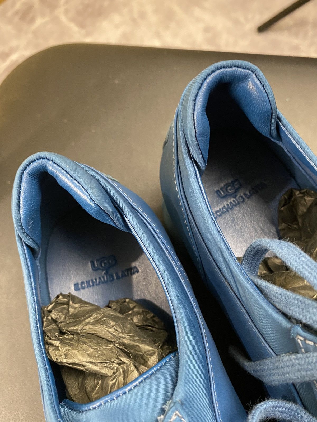 Eckhaus Latta Ugg X Eghaus Latta Square Toe Blue Leather Low Top Sneakers Size US 8 / IT 38 - 5 Thumbnail
