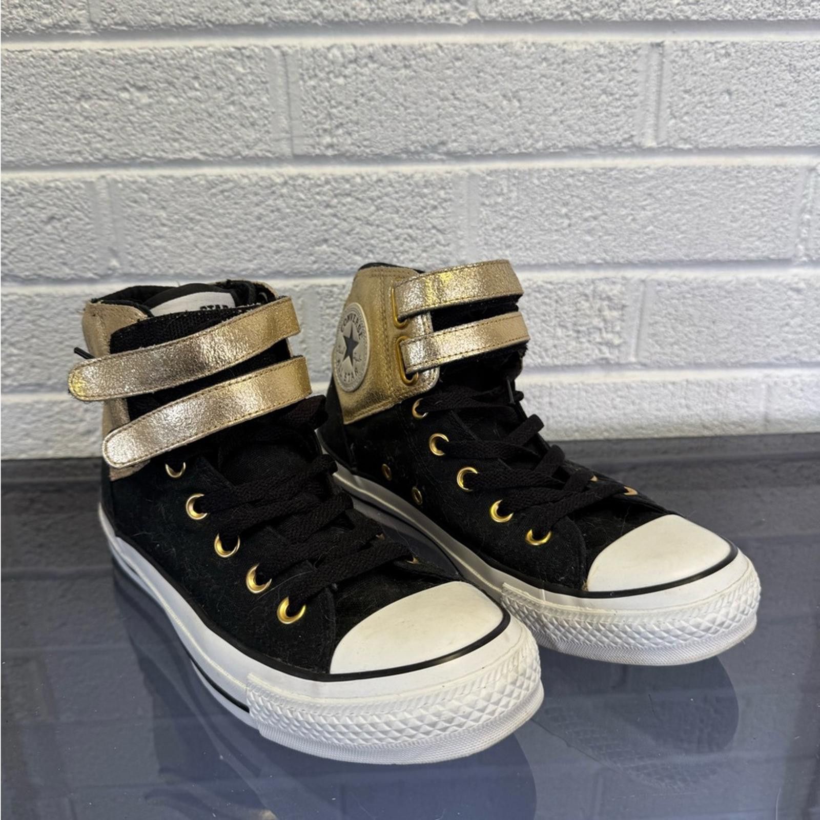 Converse Converse Black and Gold High-Top Sneakers Size US 8 / IT 38 - 1 Thumbnail