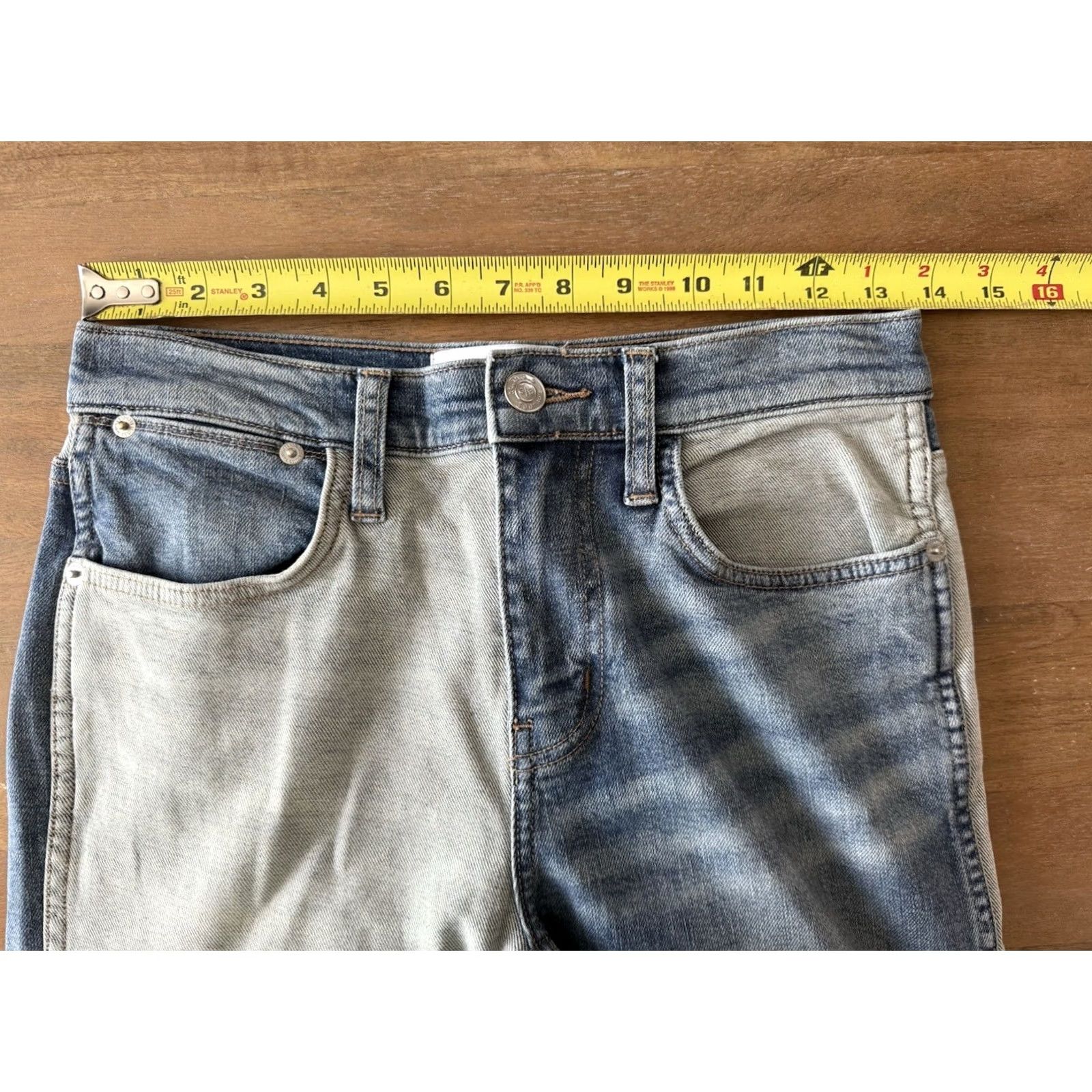 Vintage Current/Elliott Jeans Vanessa Two Tone Denim Womens 25 Mid Rise Blue 5-Pocket Regular Straight 27x24 Beige? Size 42" / US 20 - 6 Thumbnail