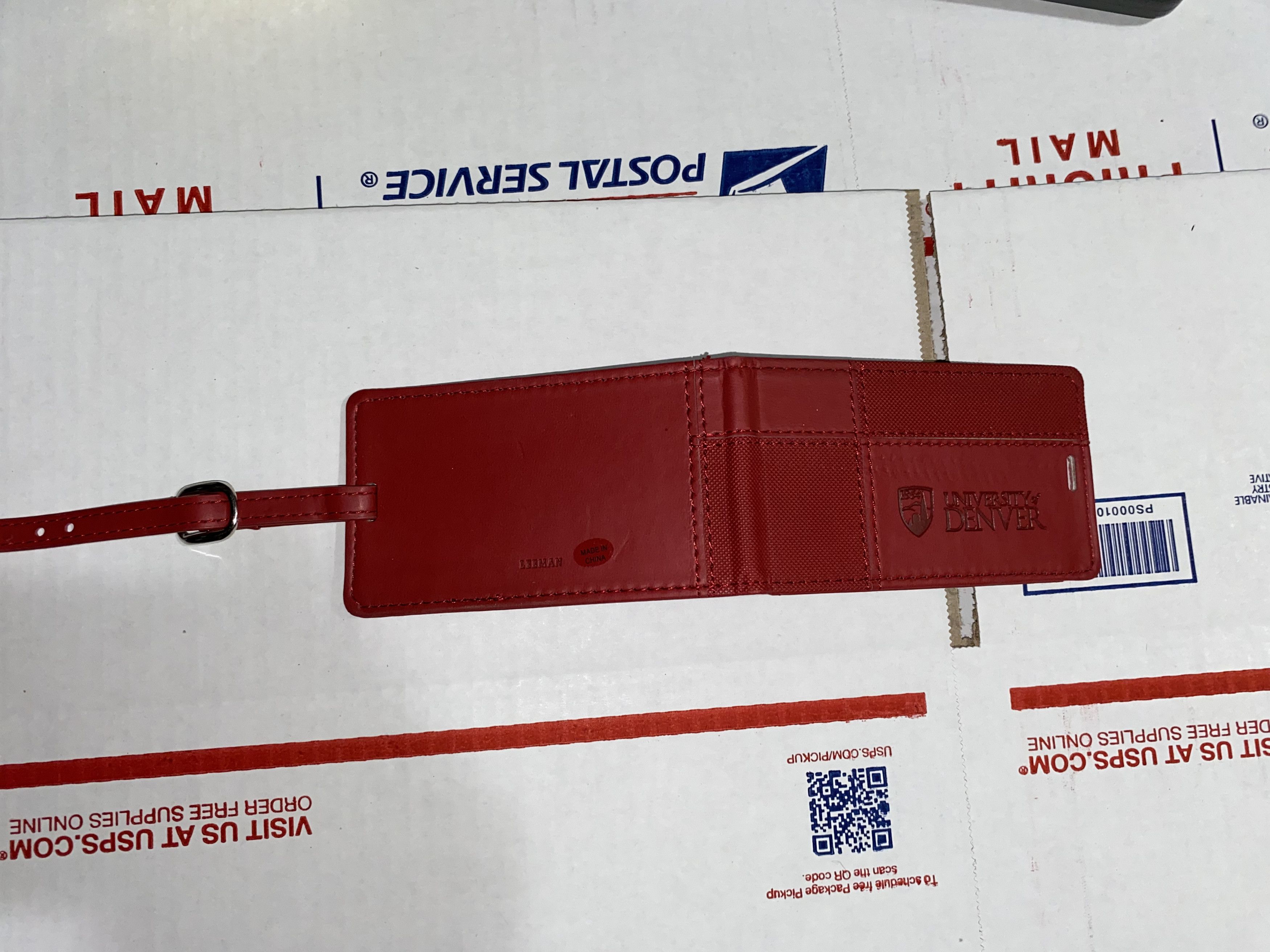 Louis Leeman Leeman RED Leather Travel Baggage Tag University of Denver Size ONE SIZE - 4 Thumbnail