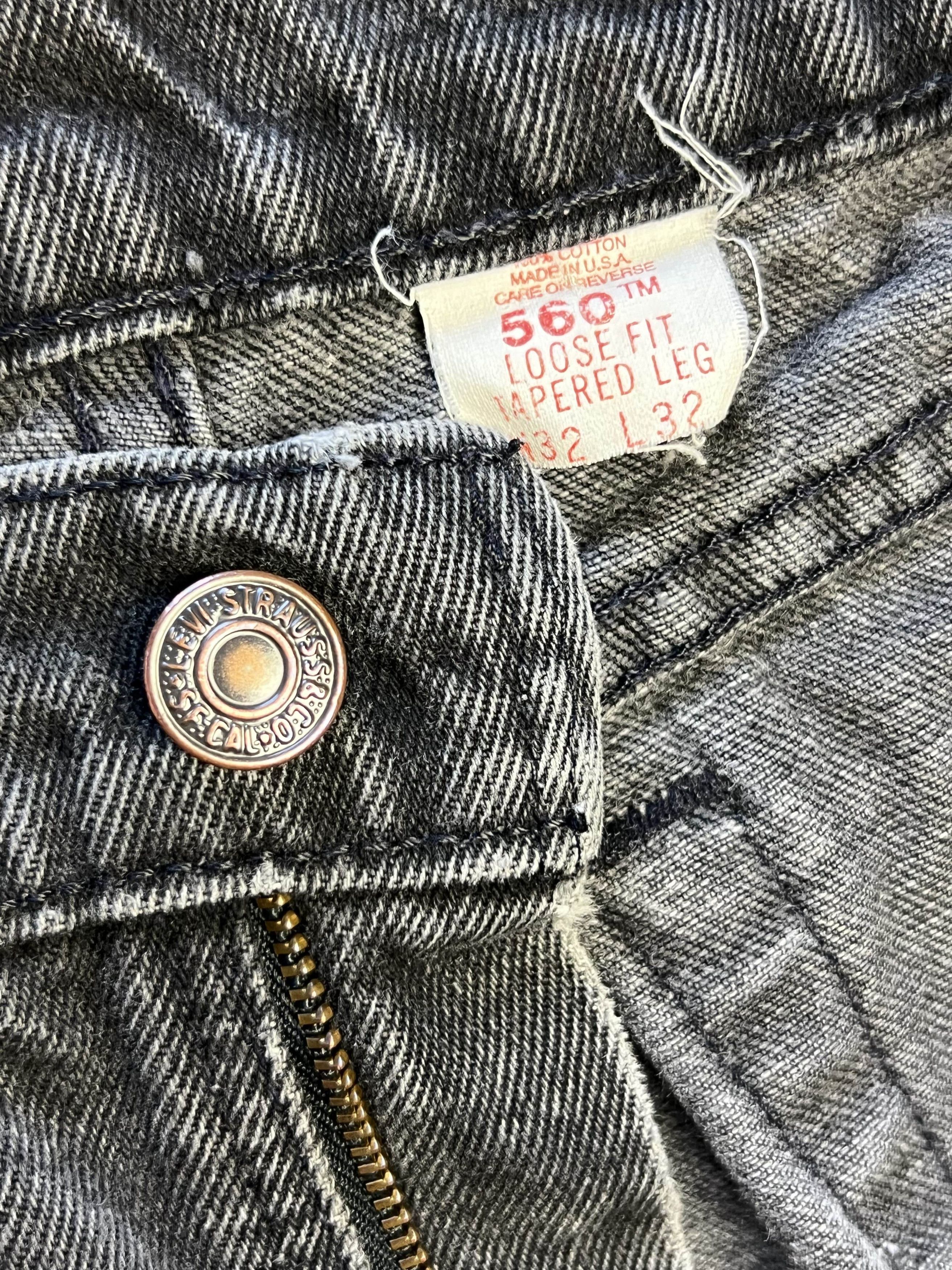 Levi's Vintage 560 Black Levi's Loose Fit Tapered Leg Denim Jeans Size US 30 / EU 46 - 6 Thumbnail
