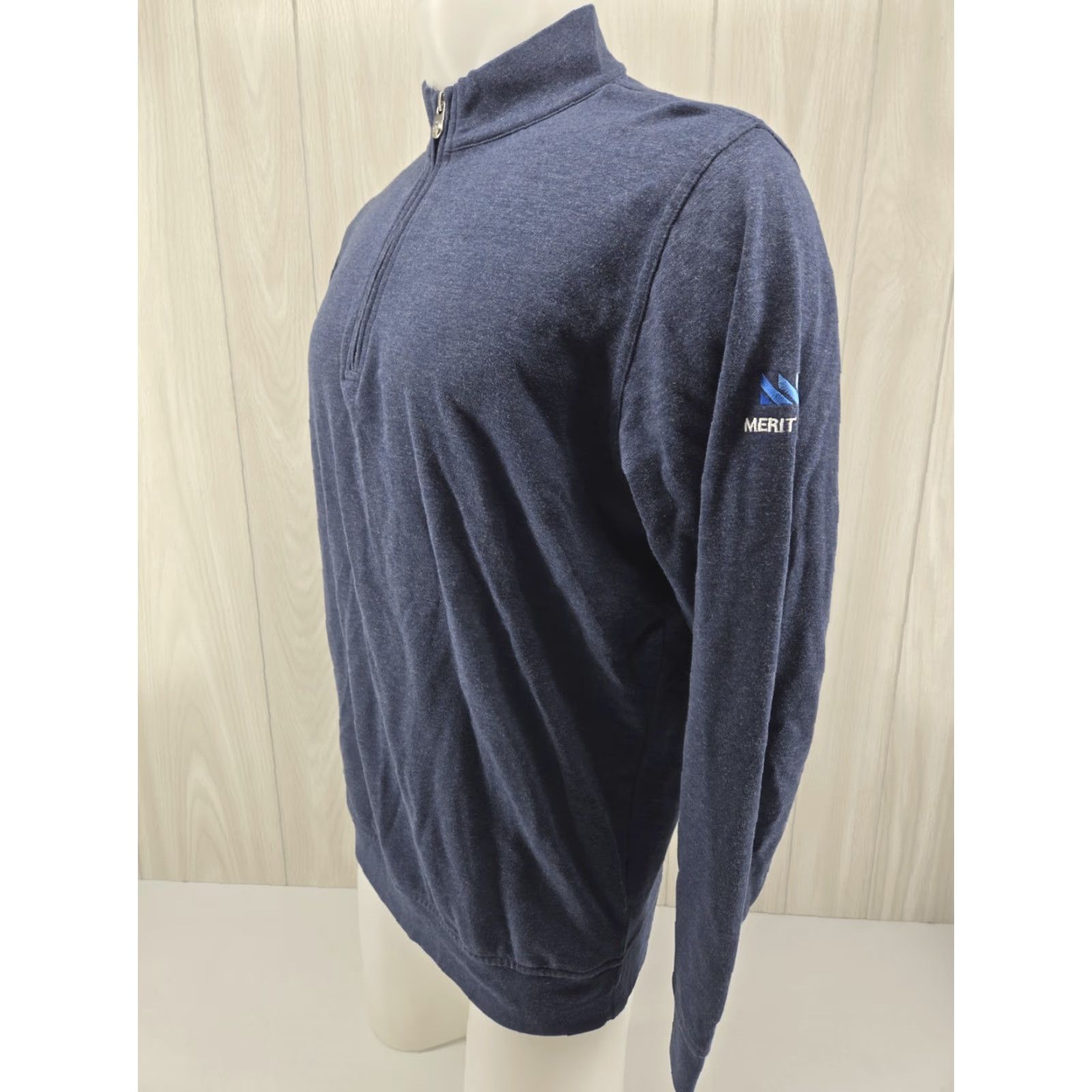 Peter Millar Peter Millar Golf Sweater Men's Large Blue 1/4 Zip Long Sleeve Logo Mock Neck Pullover Size US L / EU 52-54 / 3 - 3 Thumbnail