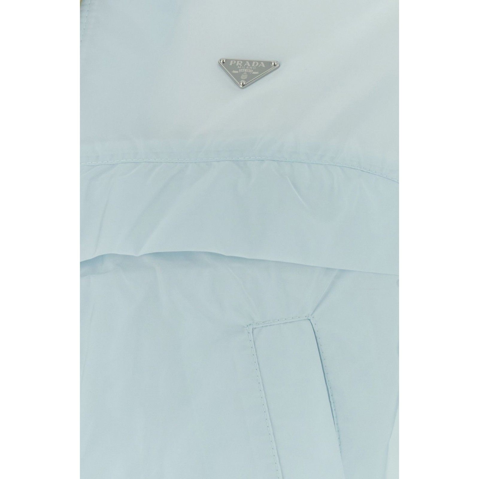 PRADA Pastel Light-Blue Re-Nylon Windbreaker Jacket New & Au