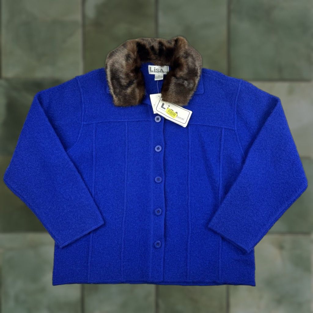 Vintage VINTAGE Lisa International Jacket Women’s XL Blue Cotton Faux Fur Collar Size XL / US 12-14 / IT 48-50 - 1 Thumbnail