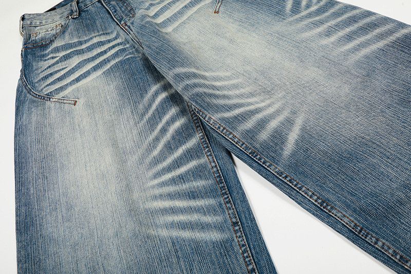 Retro washed men's loose straight leg wide-leg jeans