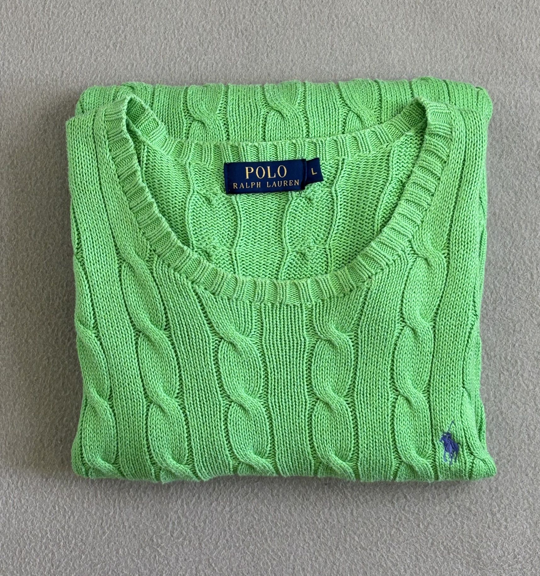 Polo Ralph Lauren Polo Ralph Lauren Cable Knit Green Sweater Large Size L / US 10 / IT 46 - 14 Thumbnail