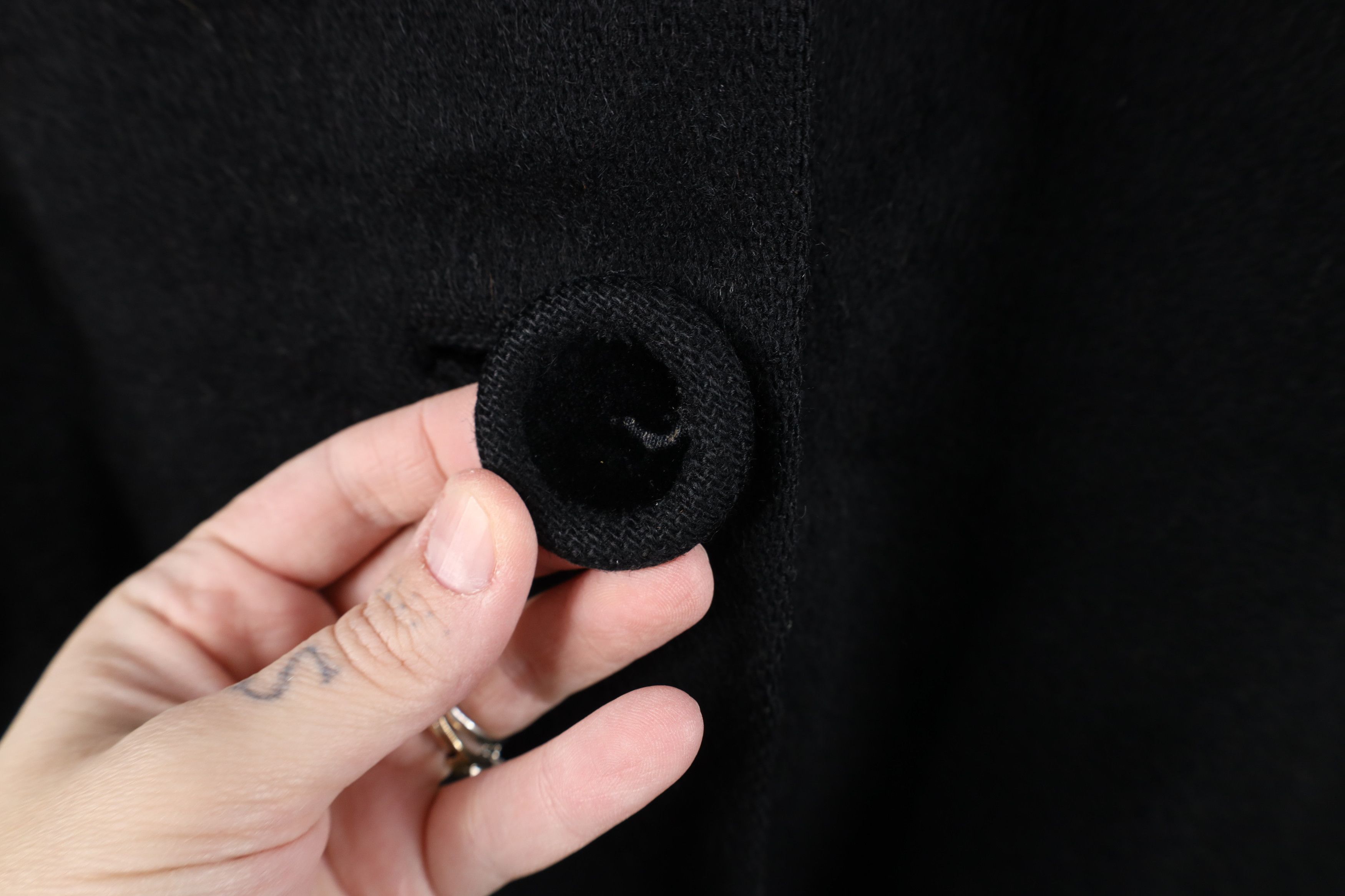 Vintage Vintage 40s 50s Big Button Collared Coat Jacket Black USA Size L / US 10 / IT 46 - 4 Thumbnail
