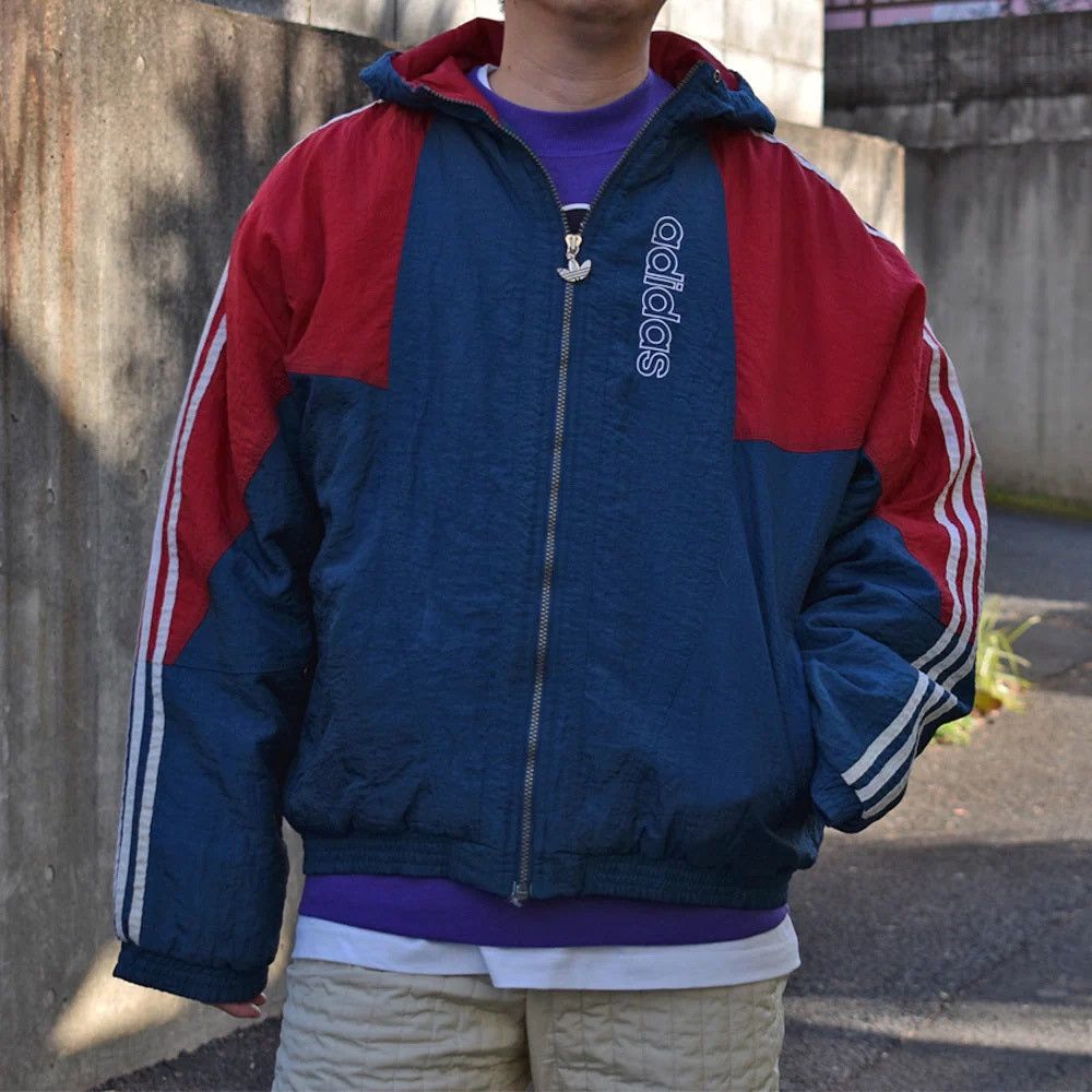 Adidas 1990s Adidas color-block hooded windbreaker jacket Size US XL / EU 56 / 4 - 6 Thumbnail