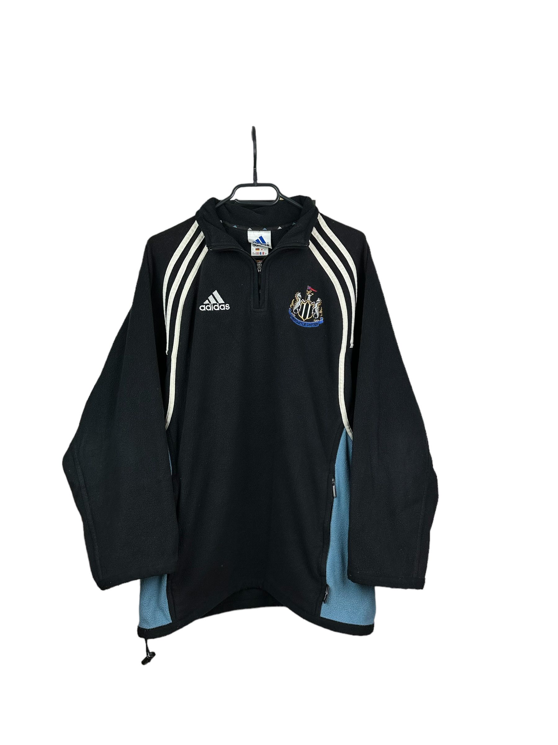 image of Vintage Adidas Newcastle United Football Jacket Fleece in Black, Men's (Size Small)