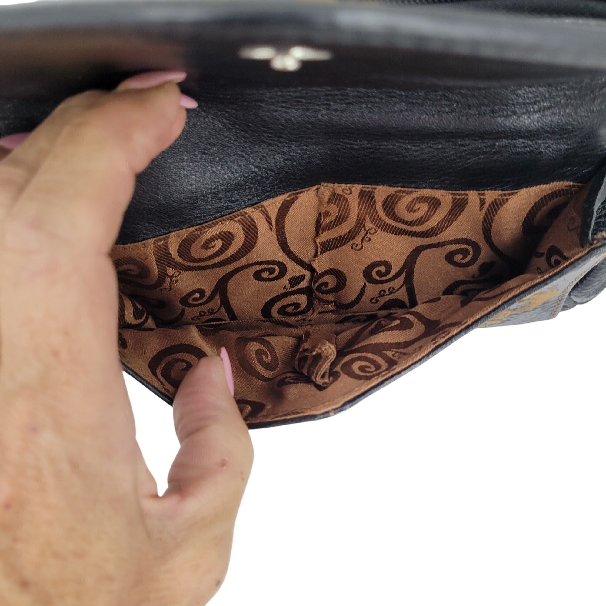 Brighton Brighton Black Leather Crossbody Embroidered Multiple Pocket Size ONE SIZE - 13 Thumbnail
