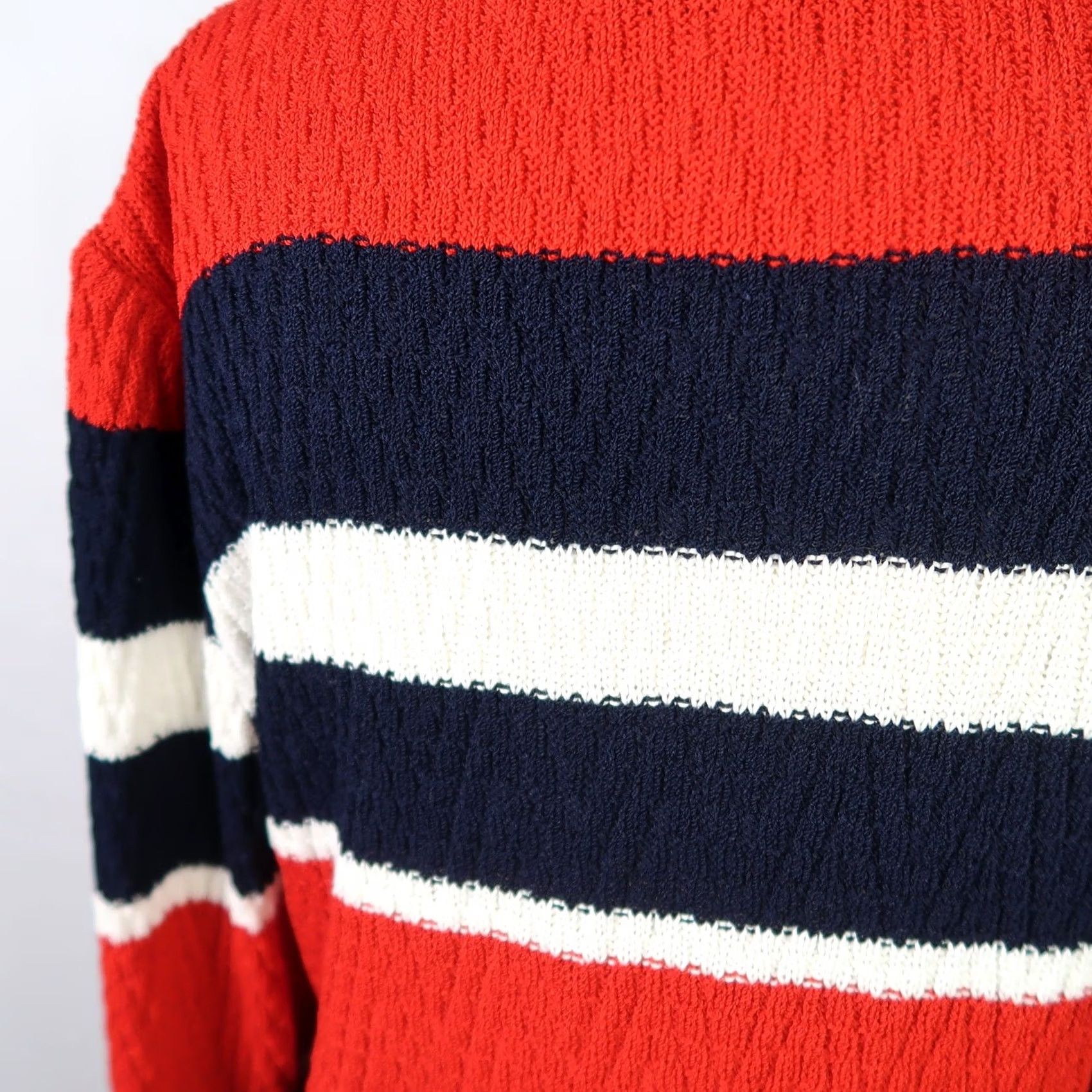 St. John VINTAGE St. John Sport Sweater Shirt Ladies M Knit V-Neck Red White Navy Stripe Nautical 90s USA Patriotic Long Sleeve Pullover Costume/ Casual Size M / US 6-8 / IT 42-44 - 5 Thumbnail