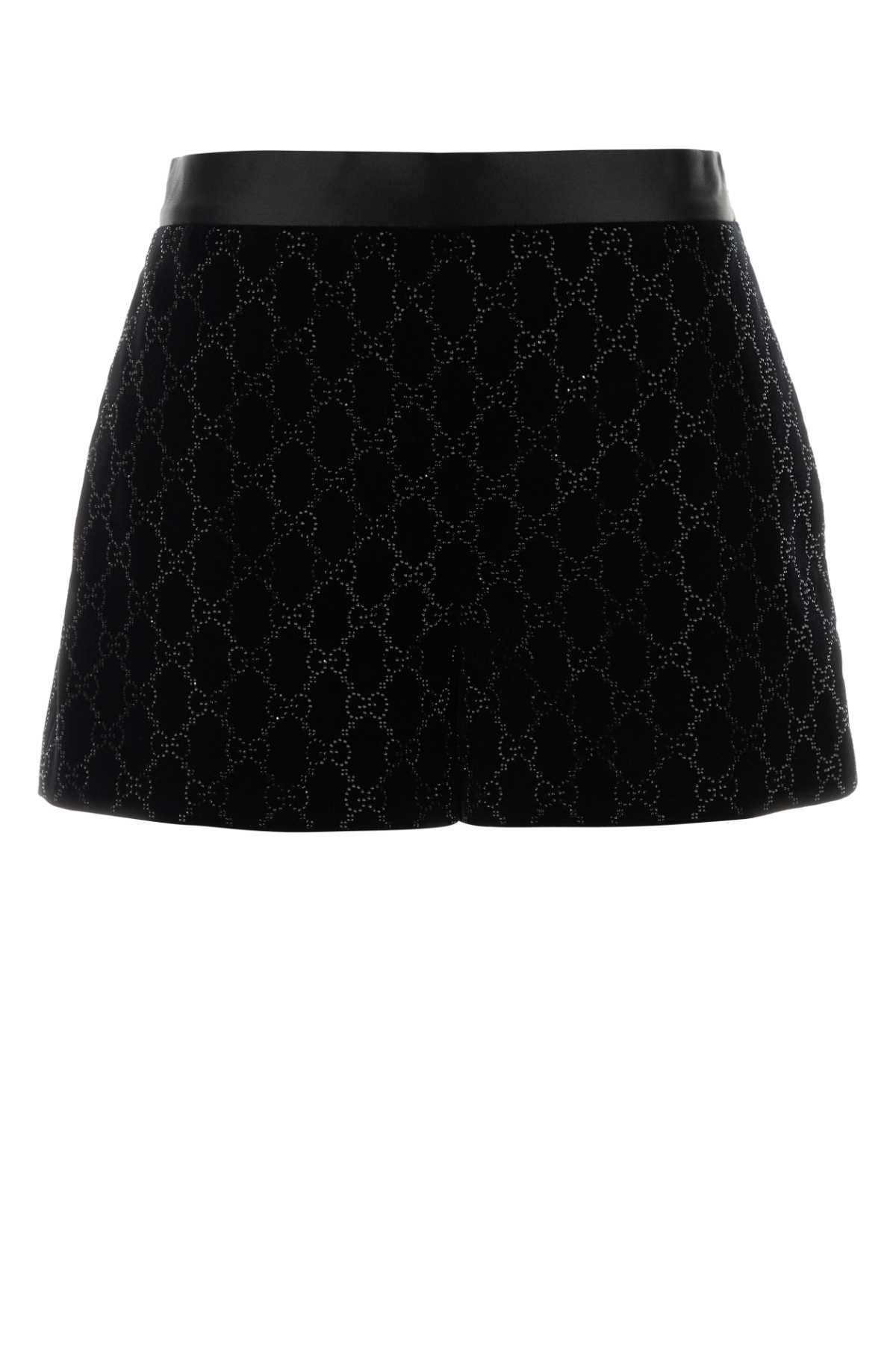 Embroidered Velvet Shorts