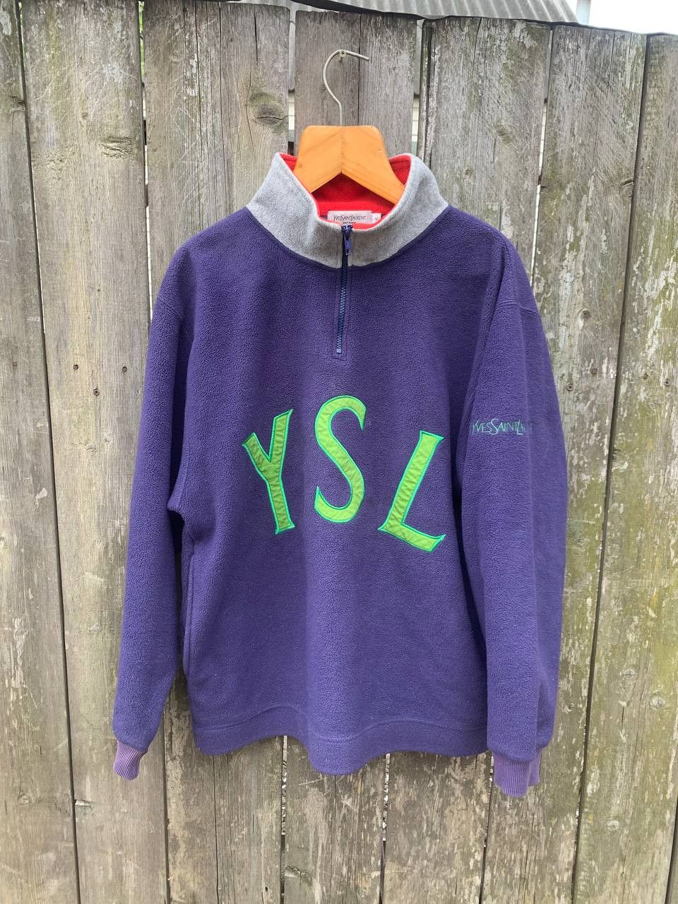 image of YVES Saint Laurent YSL Big Logo Fleece in Purple/Green, Men's (Size Medium)