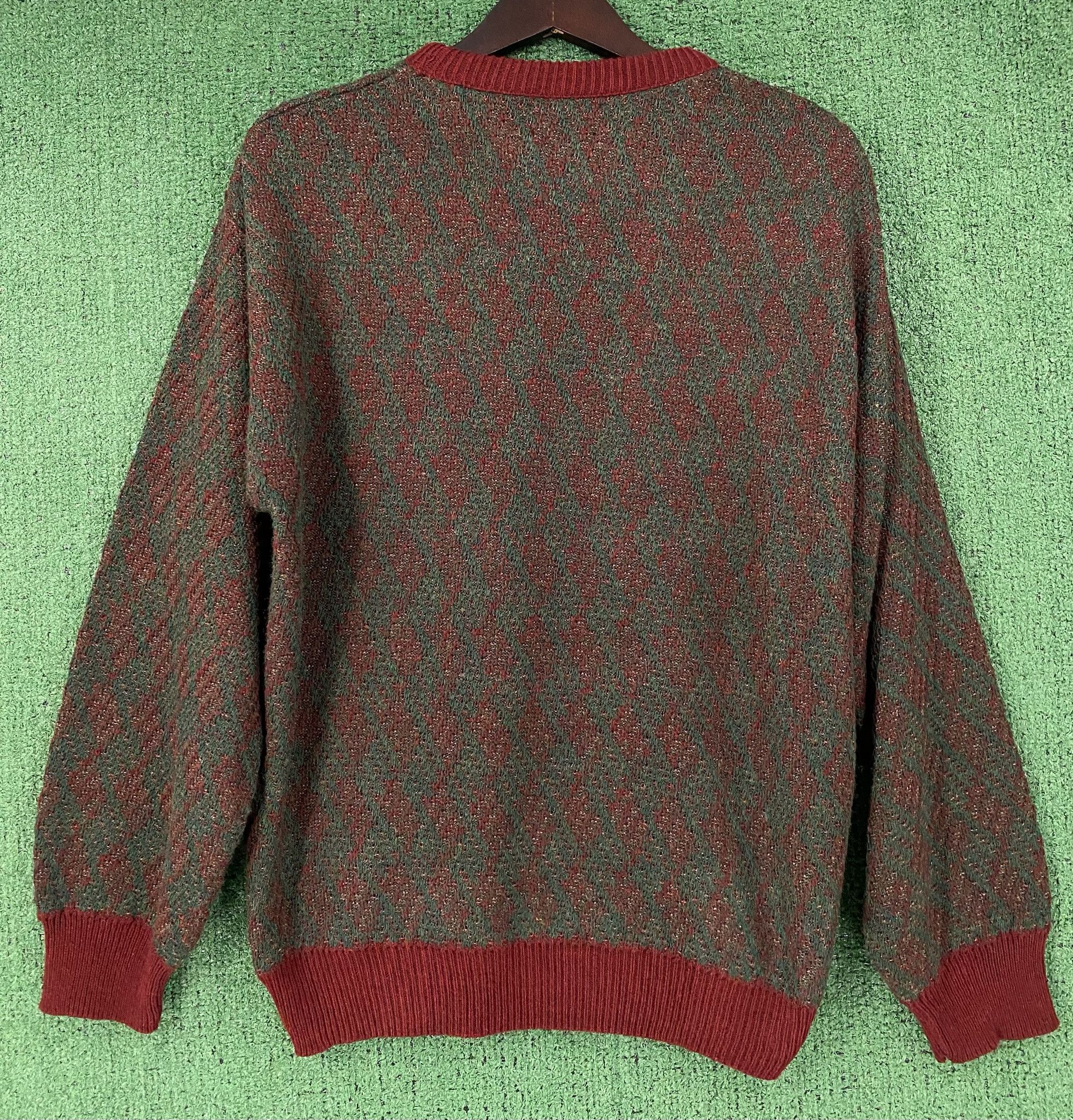 Jantzen 90’s Jantzen Maroon & Green Patterned Knit Sweater Large Size US L / EU 52-54 / 3 - 4 Thumbnail