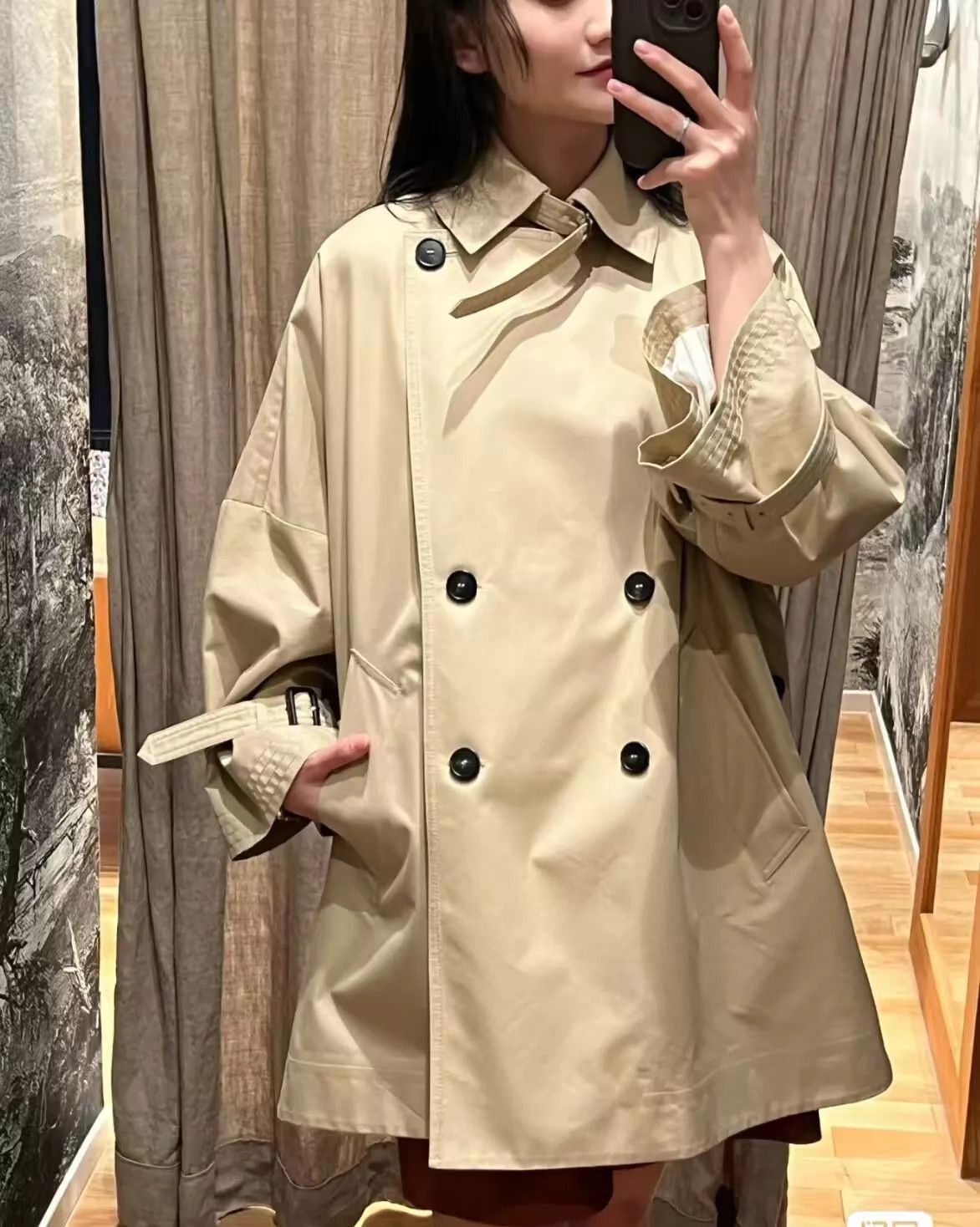 Max Mara MaxMara Weekend DB Trench Khaki Loose 150/76A Size XS / US 0-2 / IT 36-38 - 6 Thumbnail