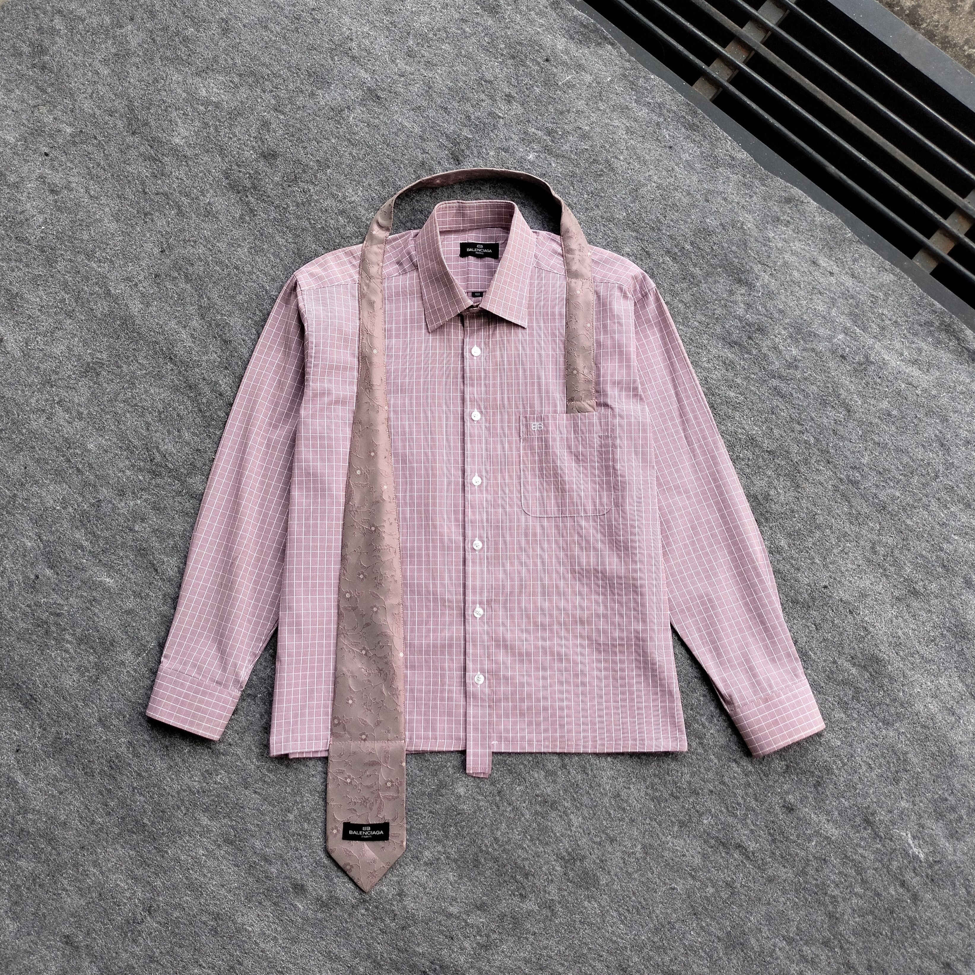 Vintage Balenciaga plaid with tie boxy Ls Shirts