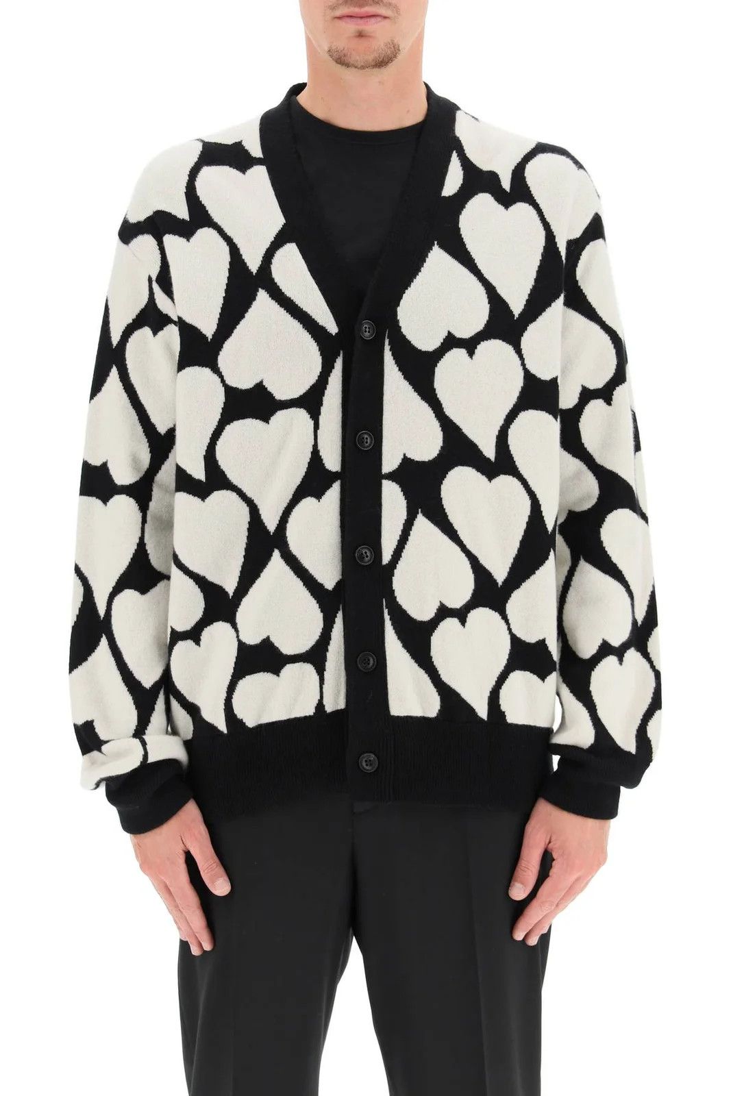 Amiri Hearts Jacquard Cashmere Cardigan Size US M / EU 48-50 / 2 - 2 Thumbnail