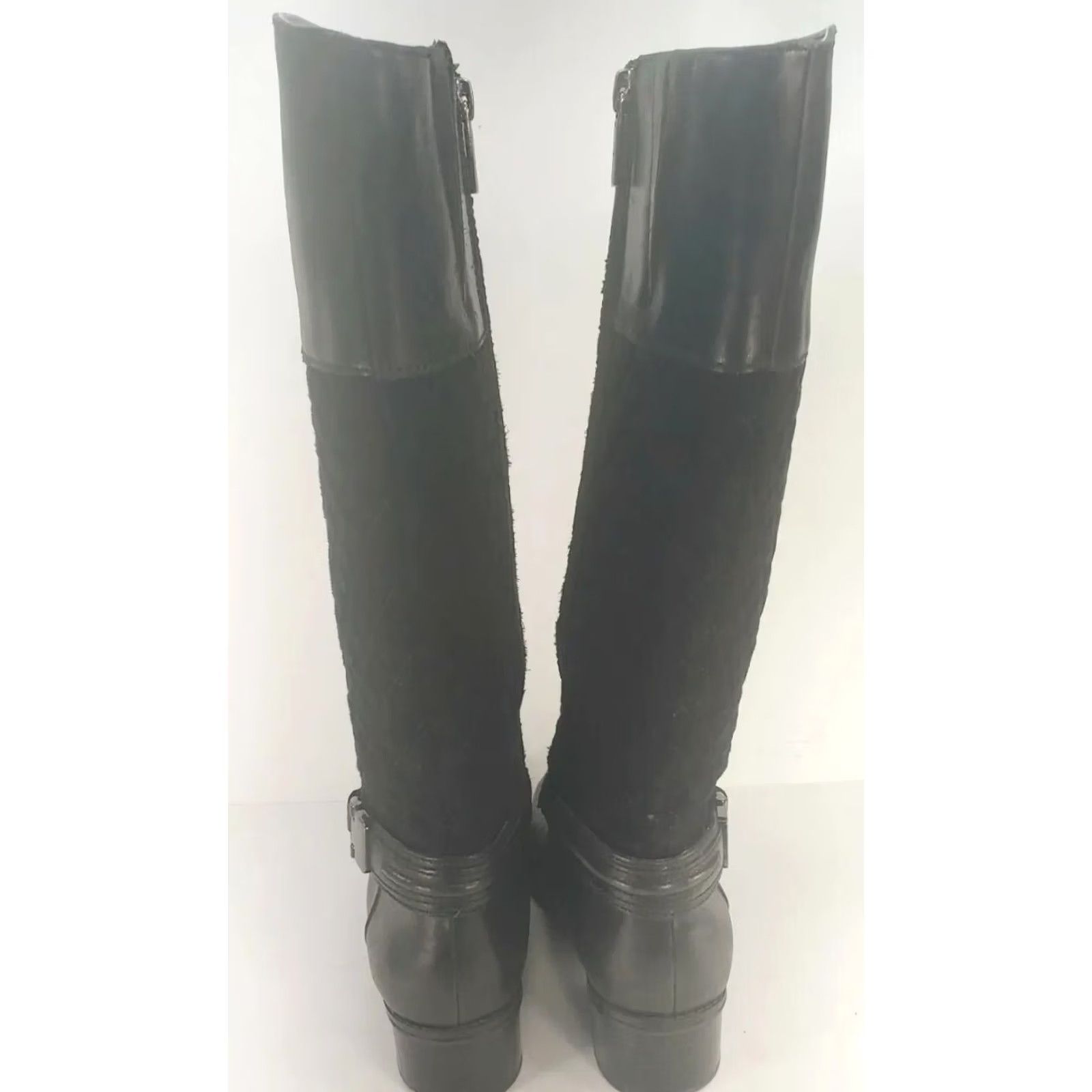 Vintage Bandolino Boots Womens Black CABBIE WOMEN LEATHER QUILTED SUEDE KNEE HIGH Side Zip Size US 7 / IT 37 - 6 Thumbnail