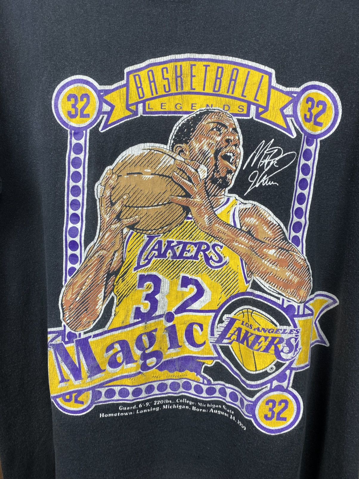 NBA Vintage 1989 LA Lakers Magic Johnson Nutmeg T-Shirt Size US M / EU 48-50 / 2 - 2 Thumbnail