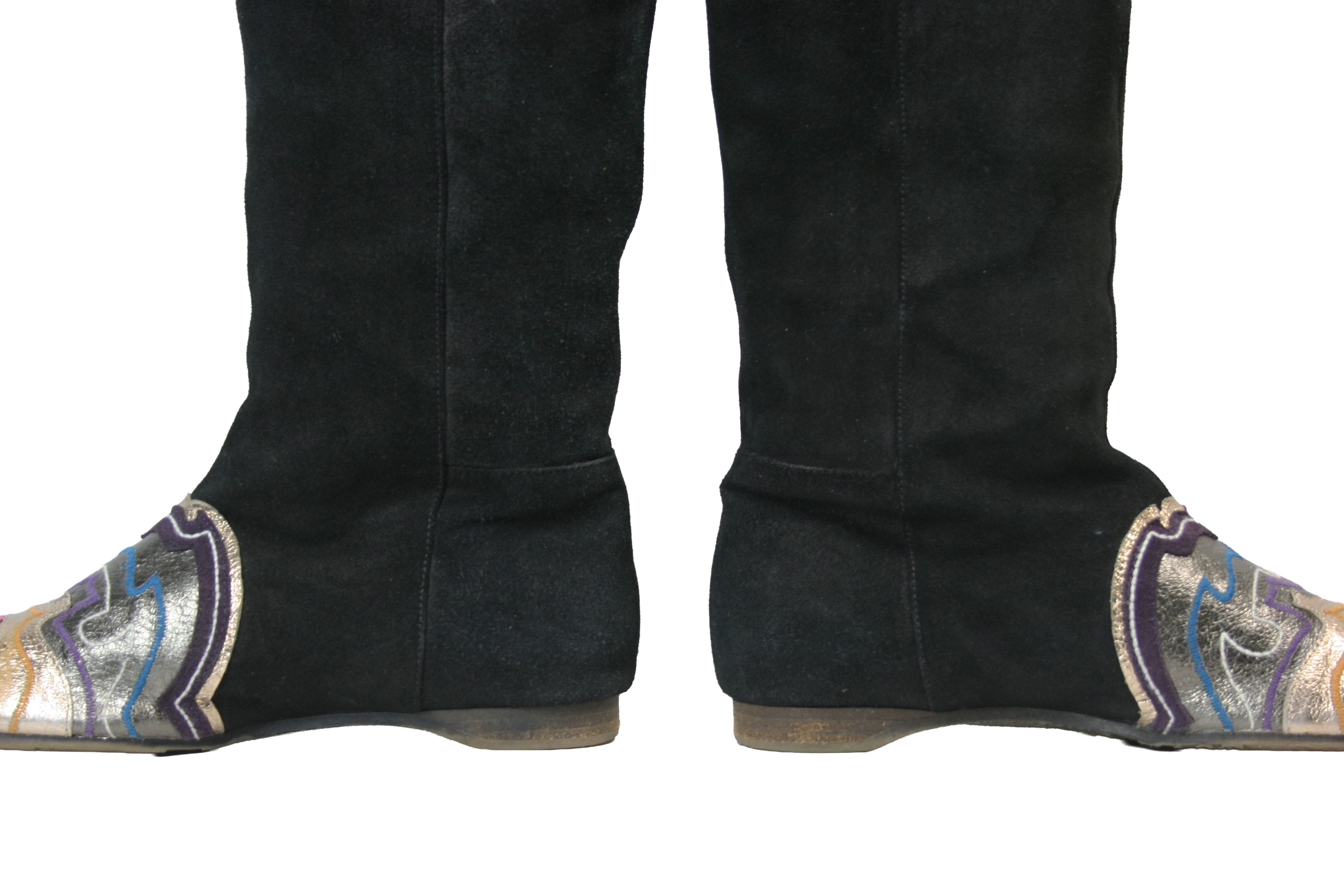 Miss Sixty 00S Rockstuds Y2K Moto Knee High Suede Boots Vintage Size US 7 / IT 37 - 9 Thumbnail