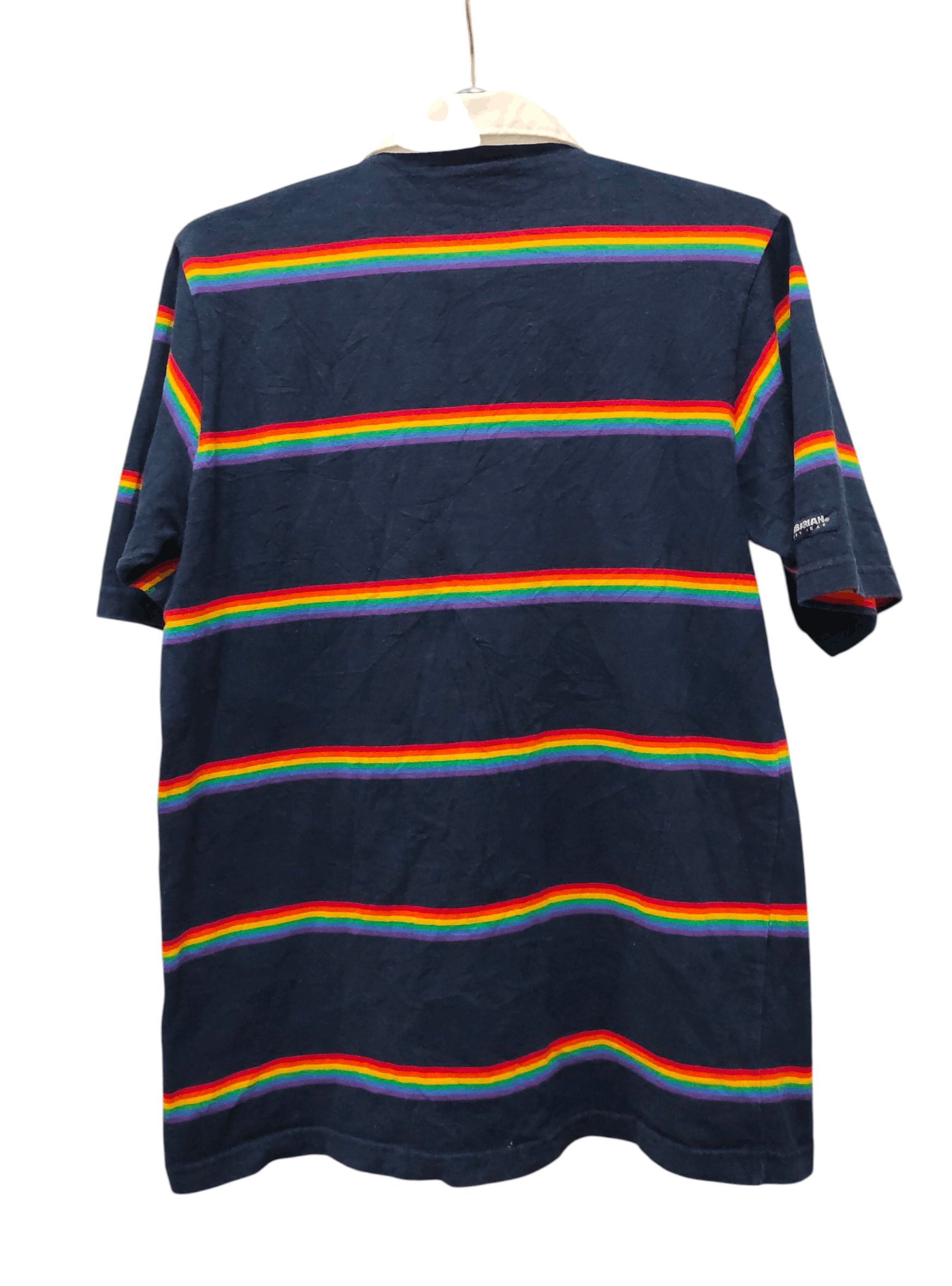 Barbarian Vtg BARBARIAN Canada 12oz Rainbow Stripe Rugby T Size US XL / EU 56 / 4 - 5 Thumbnail