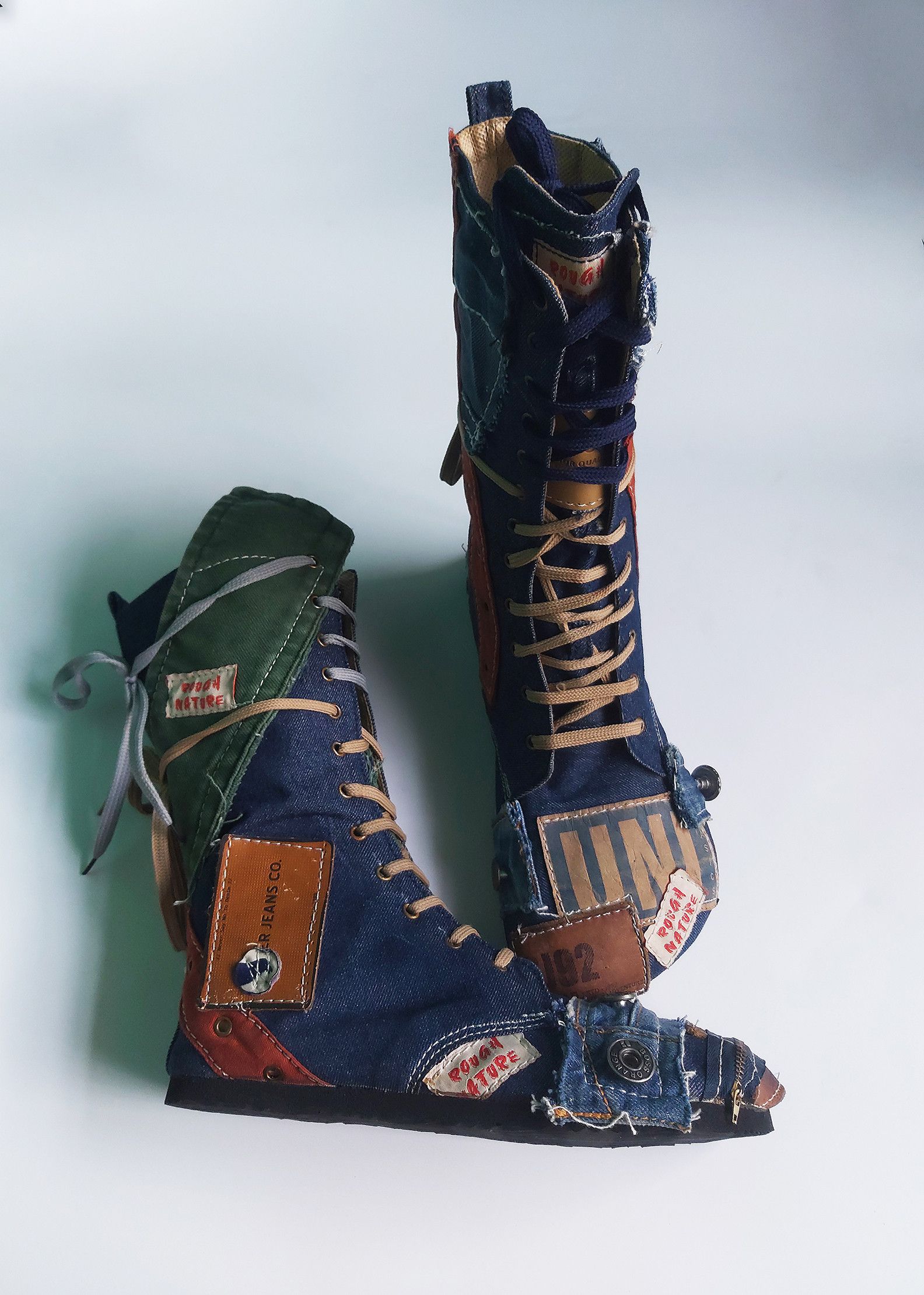 Other Upcycled Denim Artisanal Boot I One of a Kind I US9 Size US 9 / EU 42 - 3 Thumbnail