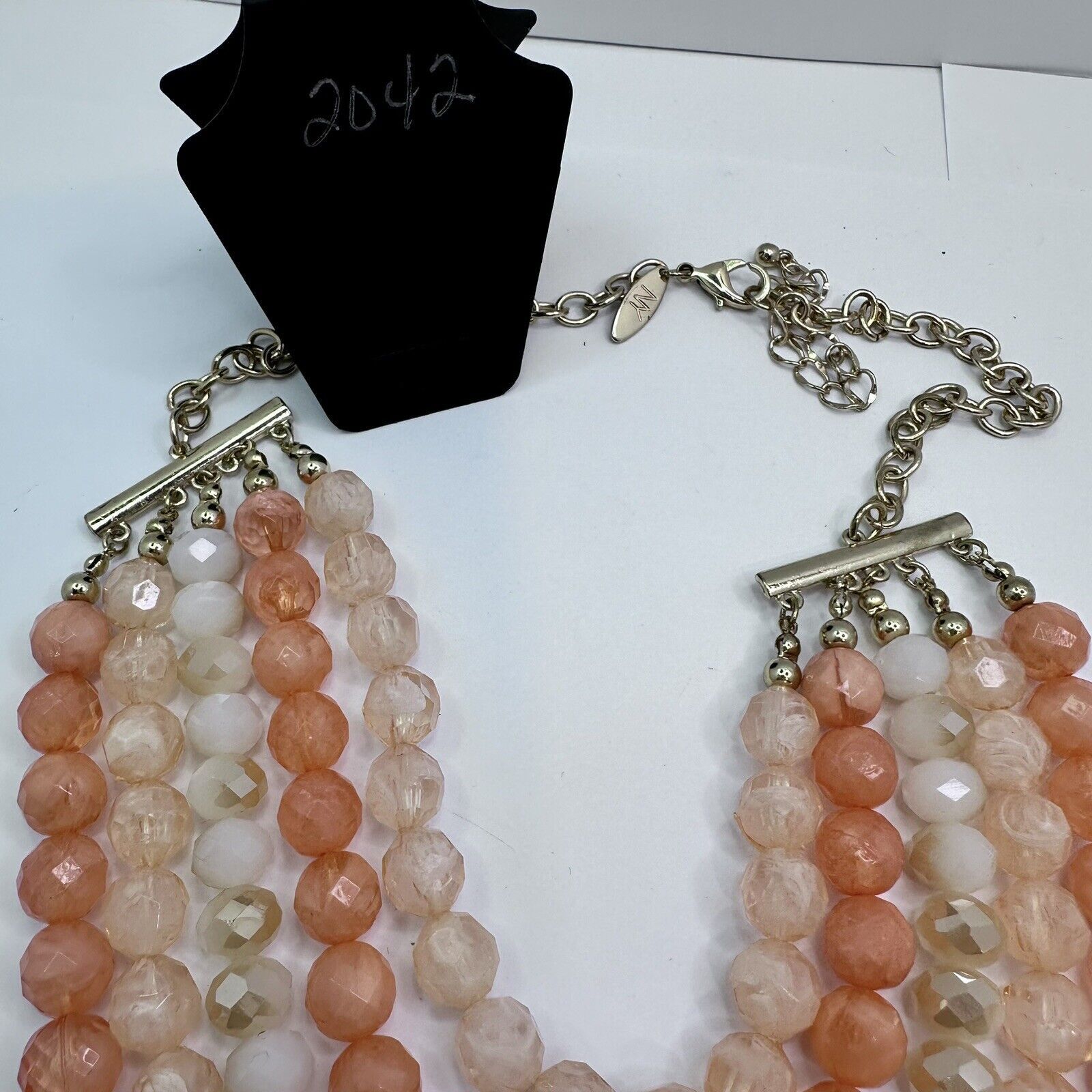 Lourdes NY Signed Multi Strand Necklace Peach Cream Faceted Beads Size ONE SIZE - 7 Thumbnail