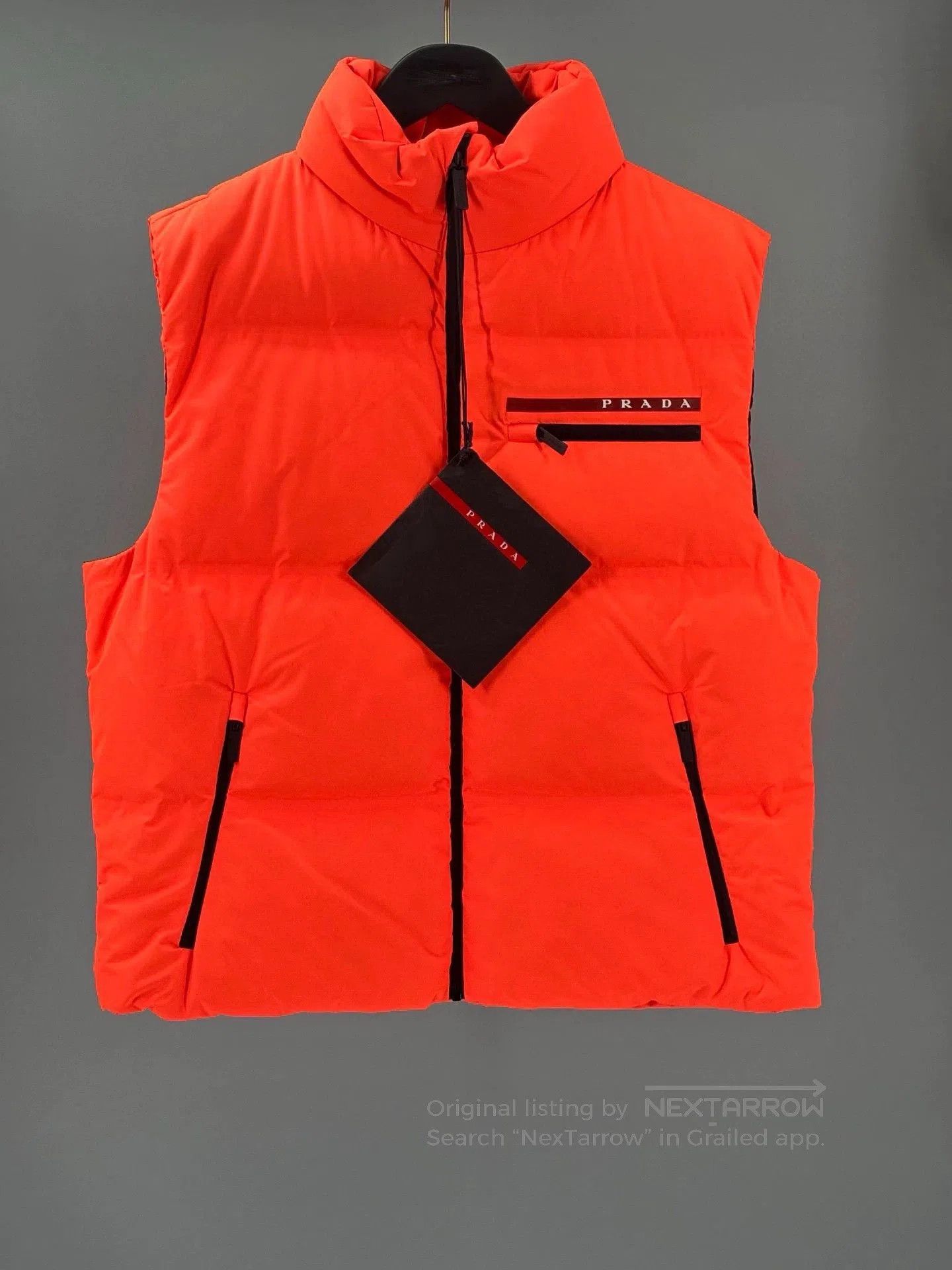 Prada prada men's down vest in bright orange. Size US M / EU 48-50 / 2 - 1 Thumbnail