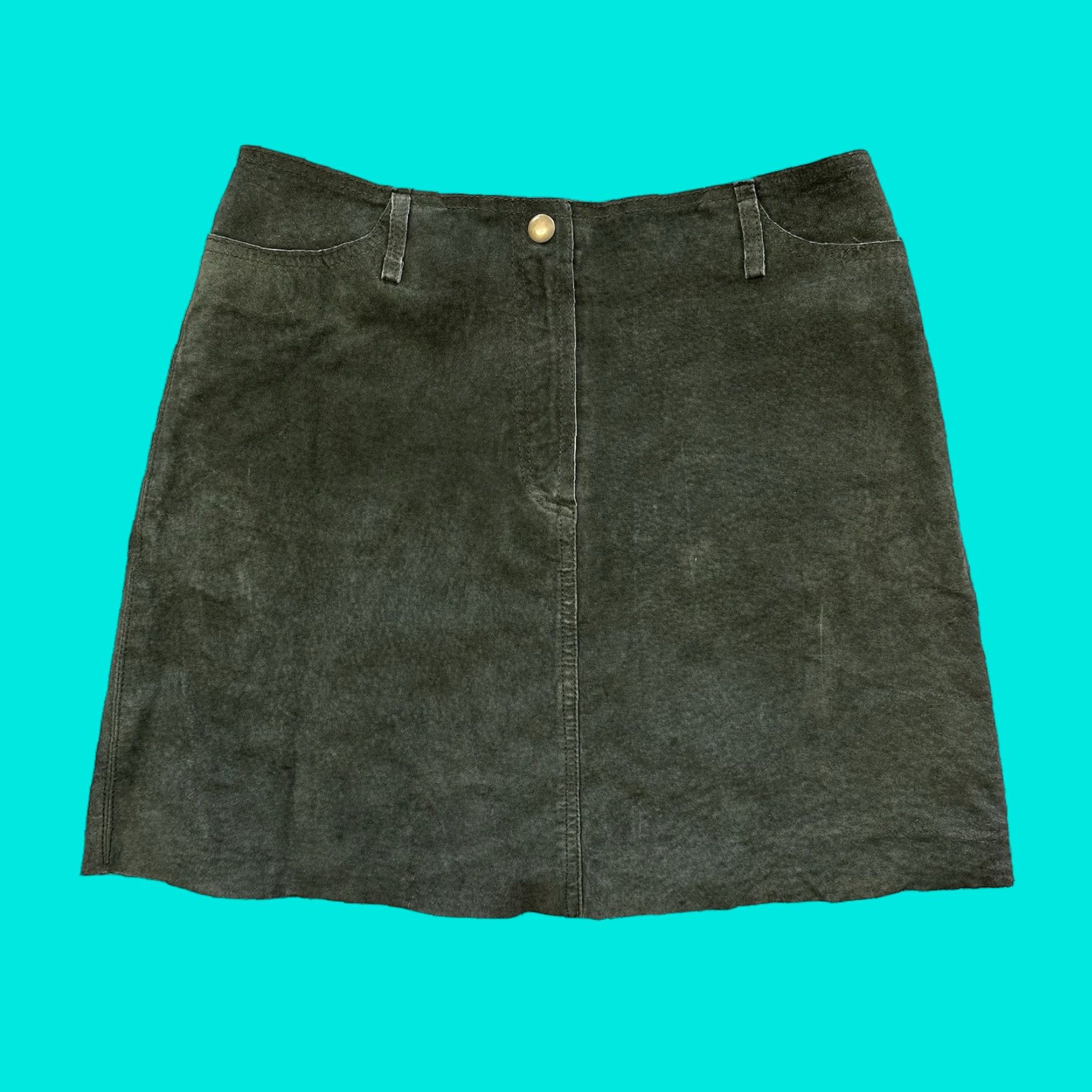 Vintage Hugo Buscati Skirt Womens 4 Mini Leather Green Lined 26x15.5 Casual Size 27" / US 4 / IT 40 - 1 Thumbnail