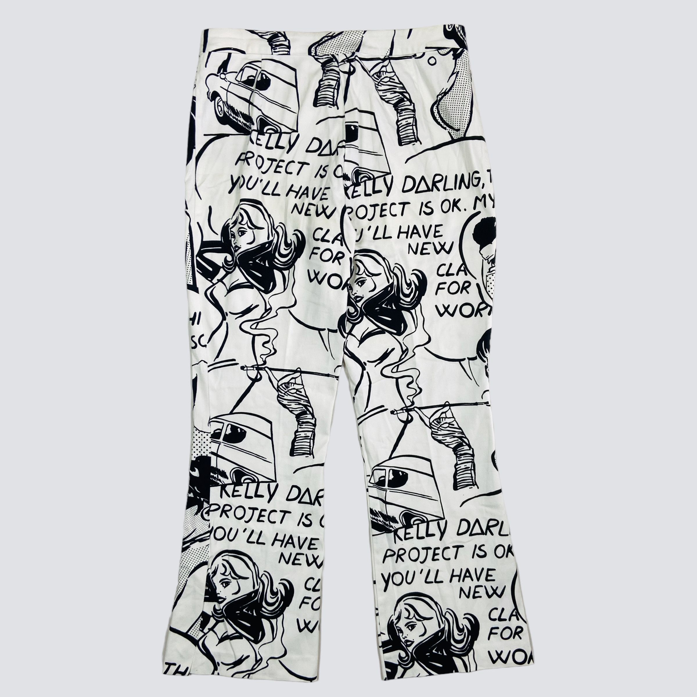 Vintage BAGGY FLARE ARCHIVE 1990s COMICS OVERPRINTED PANTS - № 3090 Size US 34 / EU 50 - 2 Thumbnail