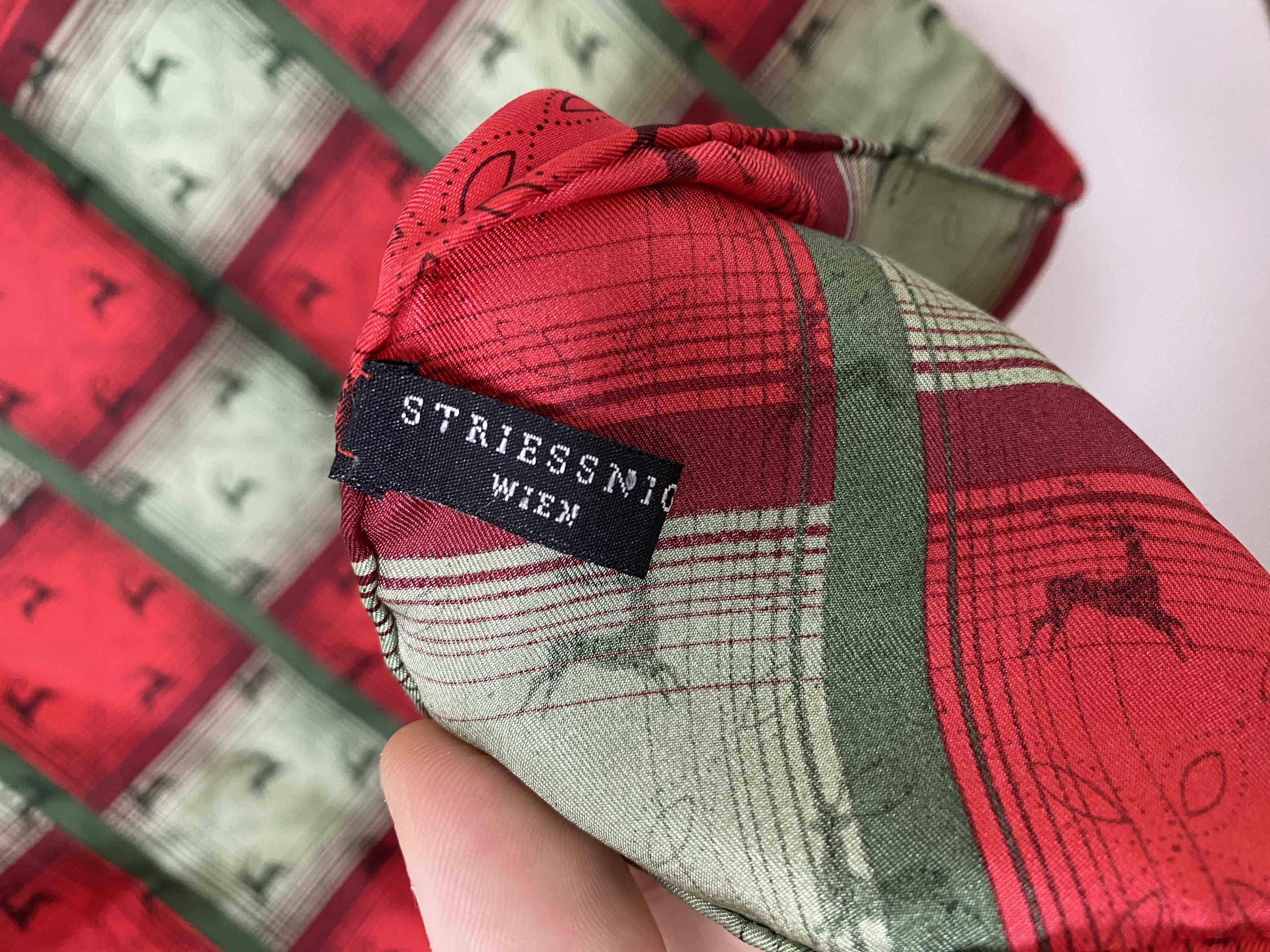 Vintage STRIESSNIG WIEN SILK SCARF POCKET SQUARE DEER PRINT Size ONE SIZE - 4 Thumbnail