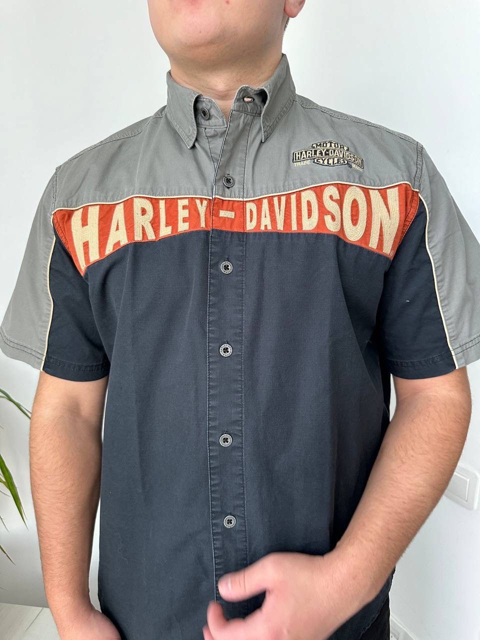 Harley Davidson × Vintage Vintage Moto Harley Davidson Centr Logo Shirt Size US L / EU 52-54 / 3 - 10 Thumbnail
