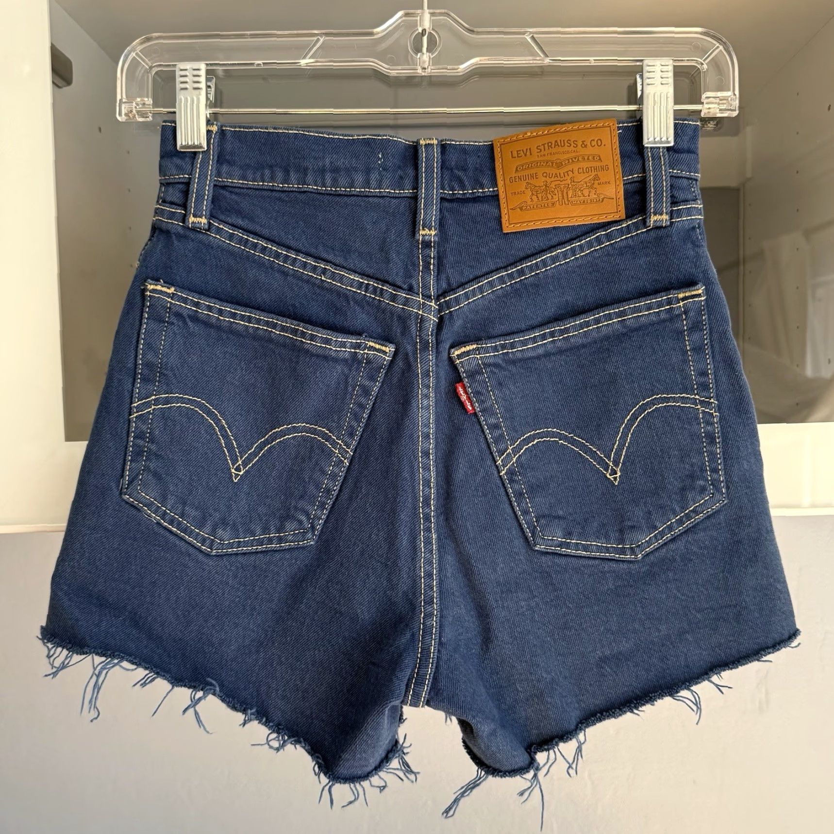 Levi's Levi's Super High Rise Blue Cut-Off Denim Shorts Size 23 User: Levi's Super High Rise Blue Denim Cut-Off Shorts Size 23 Size 40" / US 18 - 2 Thumbnail
