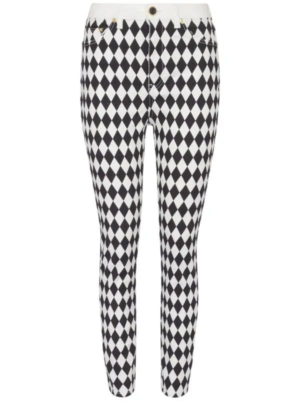 Balmain o1s1wg110825 Diamond Print Jeans in Black/White Size 30" / US 8 / IT 44 - 2 Thumbnail