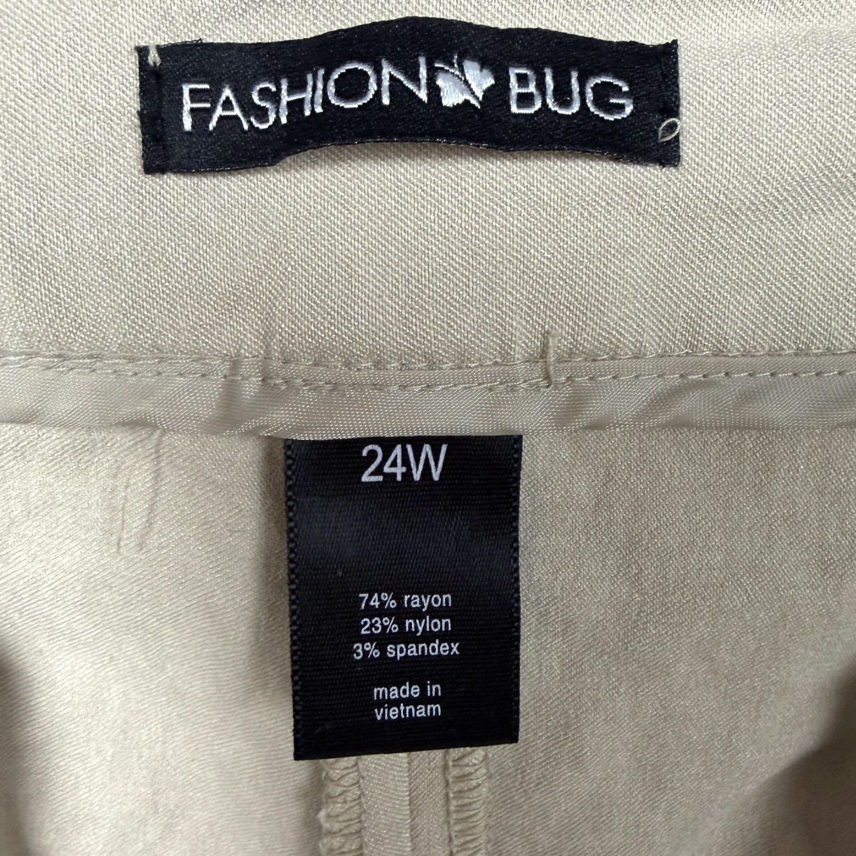 Vintage Fashion Bug Dress Pants Womens Plus 24W Khaki Beige Straight Leg Stretch Office Size 42" / US 20 - 7 Thumbnail