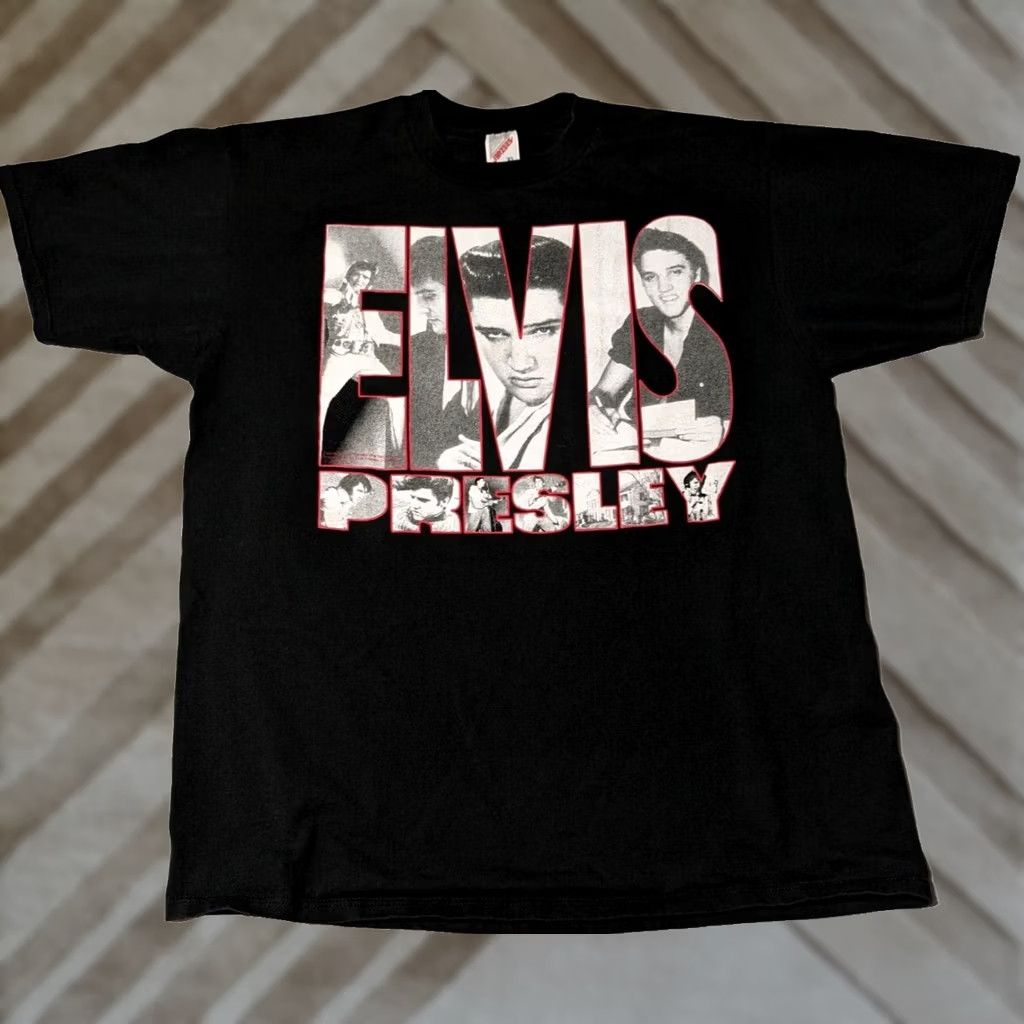 Vintage VTG 90s ELVIS PRESLEY Men XL Black Cotton Graphic T-Shirt Made In USA Tes Size US XL / EU 56 / 4 - 1 Thumbnail
