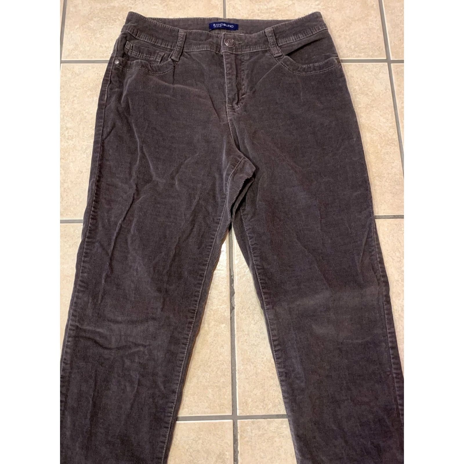 Vintage Bandolino Women's Pants Corduroy Slimming Stretch Gray 8 Regular 29x30 Lucie Skiny Jeans Belts Logo Zipper Front Flat Size 30" / US 8 / IT 44 - 3 Thumbnail