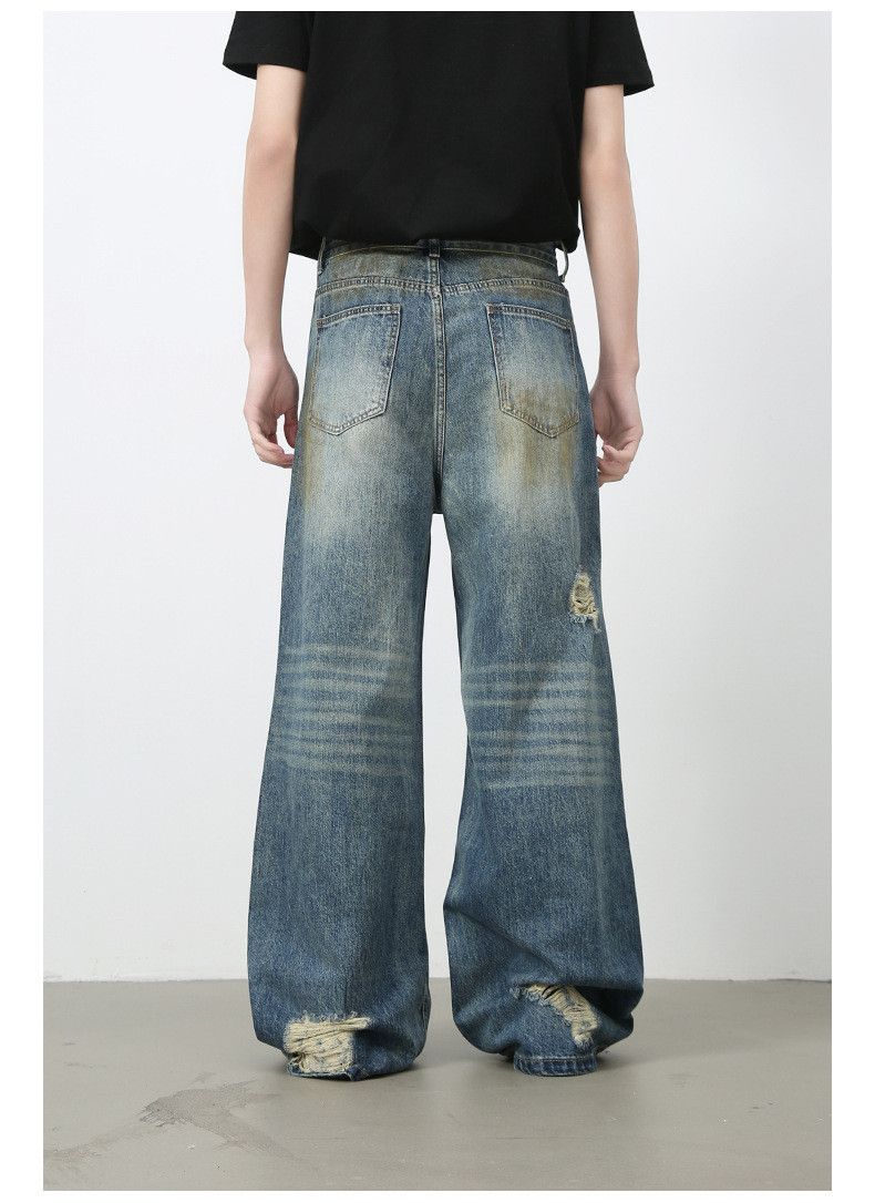 Japanese Brand × Jean American retro men's washed loose straight ripped jeans Size US 32 / EU 48 - 6 Thumbnail