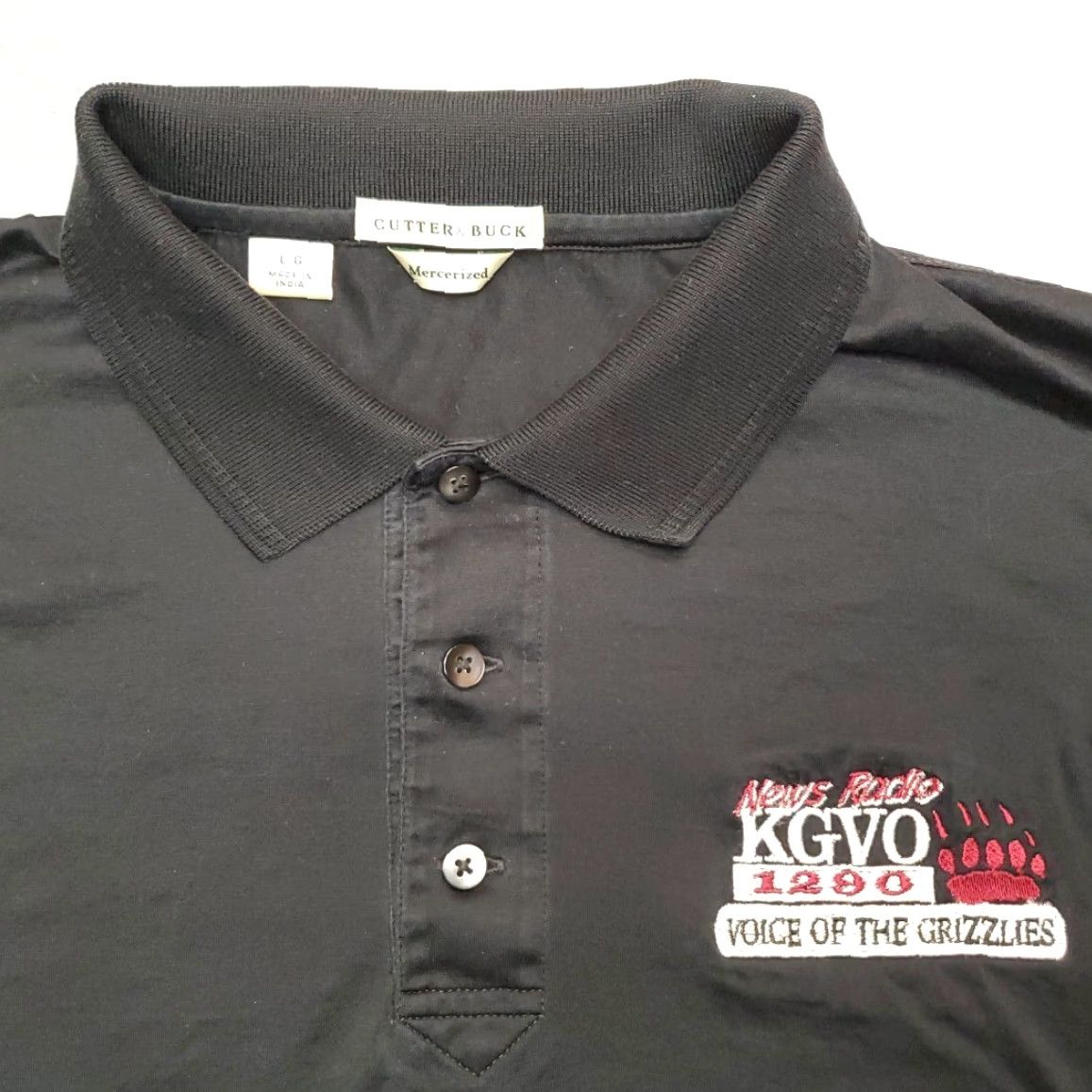 Cutter & Buck VINTAGE KGVO 1290 Radio Shirt Mens L Black Polo Missoula Montana Grizzlies News Shirt Mens L Black Polo News Size US L / EU 52-54 / 3 - 3 Thumbnail
