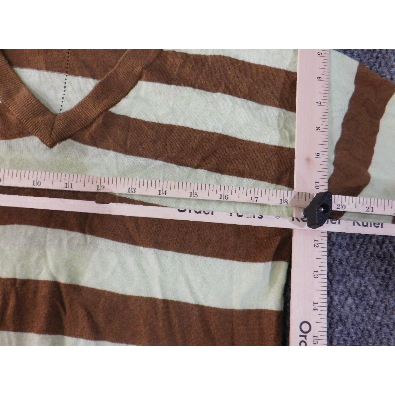 Scotch & Soda Scotch & Soda Sweater Women S Brown Green Striped V-Neck Pullover Knit Long Sleeve Lightweight Vintage: No Size S / US 4 / IT 40 - 6 Thumbnail