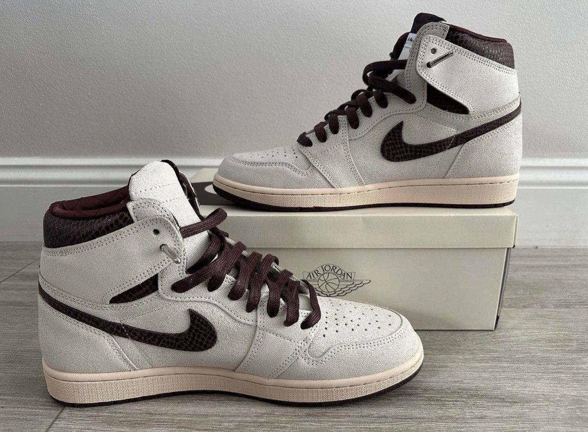 A Ma Maniere × Jordan Brand A Ma Maniere Air Jordan 1 Retro High Sail Burgundy 12 Used Size US 12 / EU 45 - 3 Thumbnail