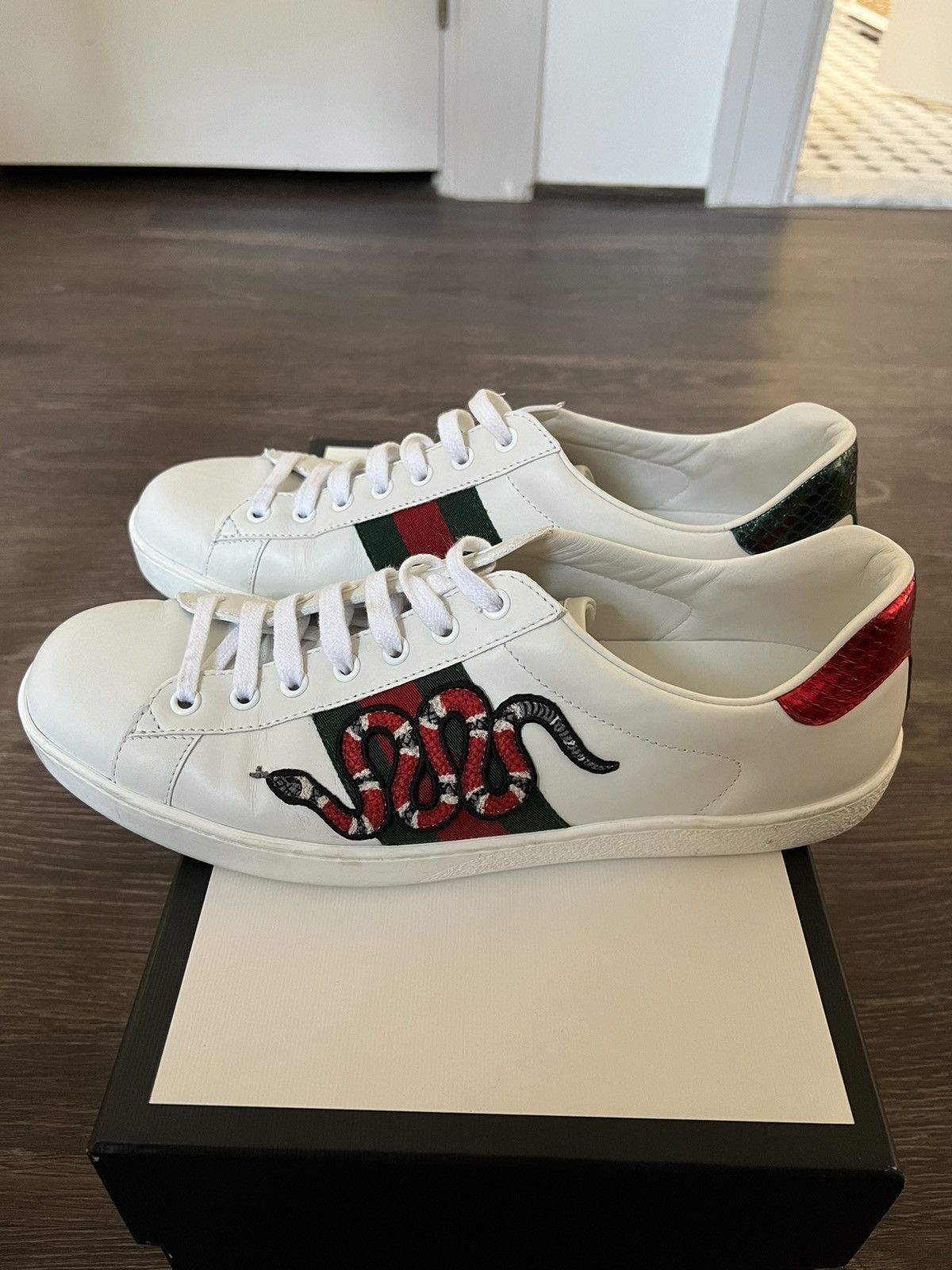 Gucci Gucci Ace Embroidered Snake Shoe Size 9.5 Size US 9.5 / EU 42-43 - 1 Thumbnail