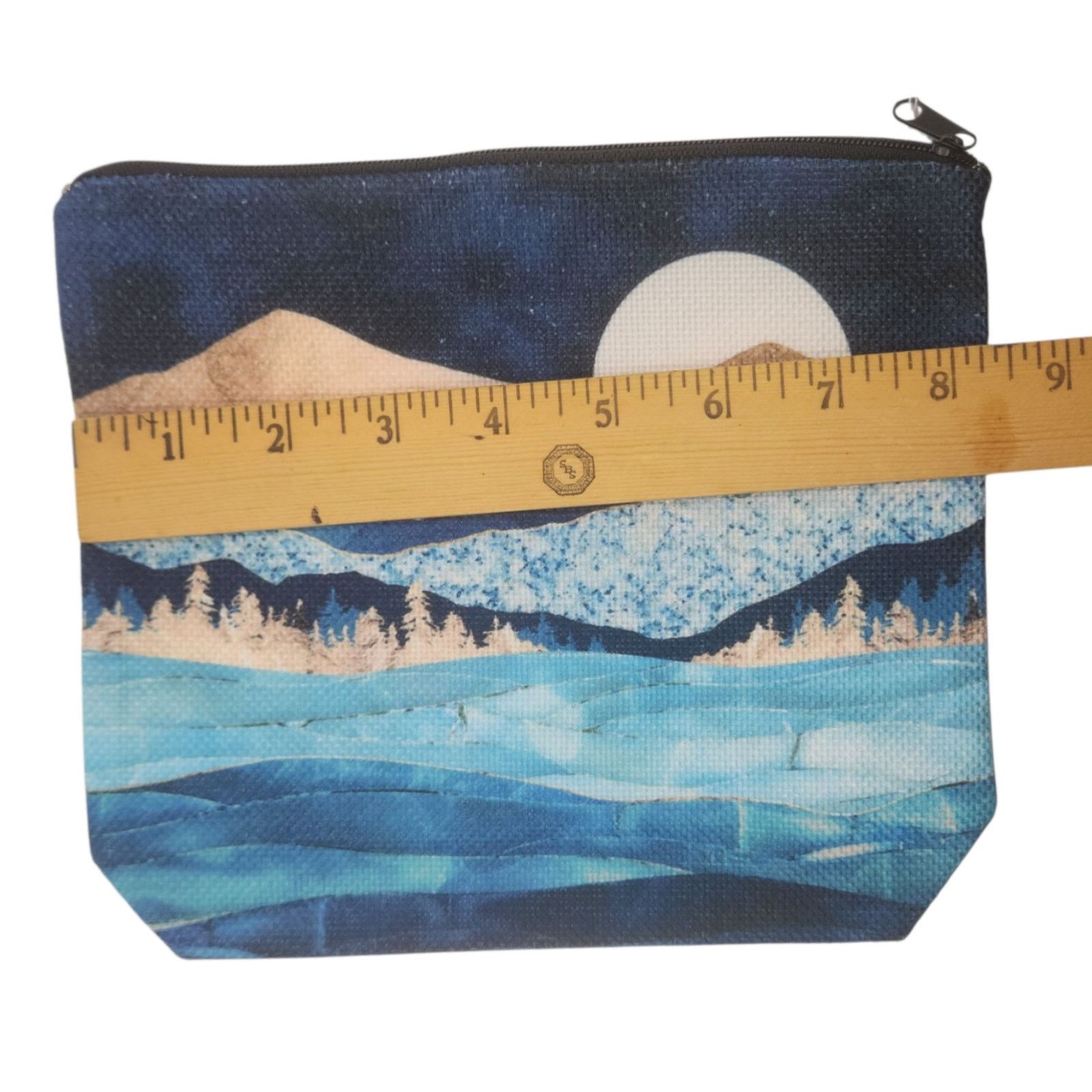 Other Mountain Landscape Zipper Cosmetic Pouch - Blue Makeup Bag Size ONE SIZE - 7 Thumbnail