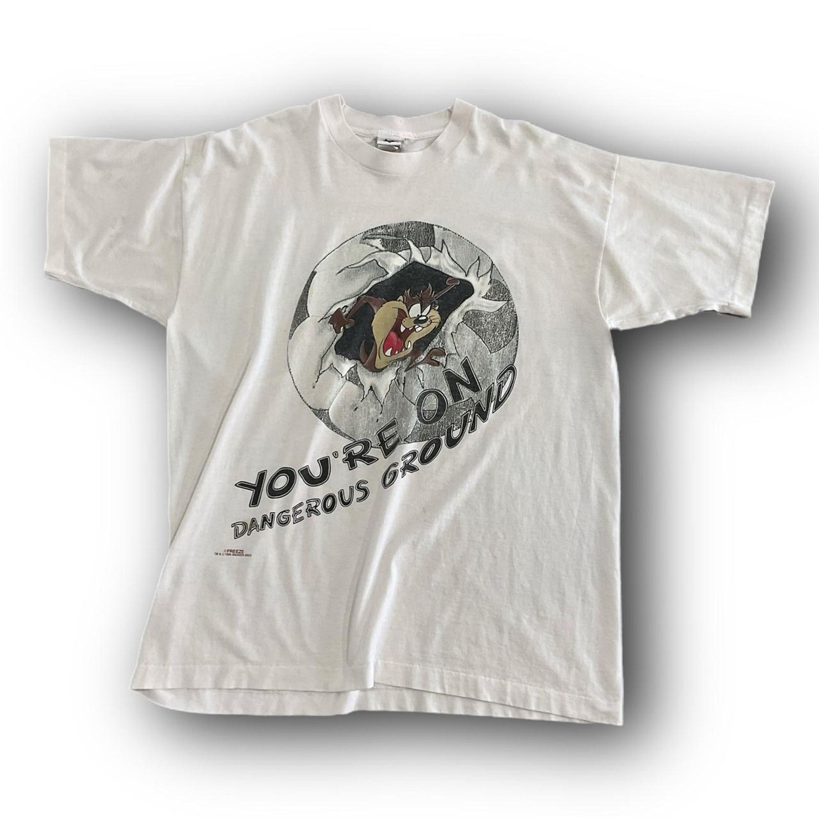Vintage Vintage 1996 Taz "You're on Dangerous Ground" T-Shirt Size US XL / EU 56 / 4 - 1 Thumbnail