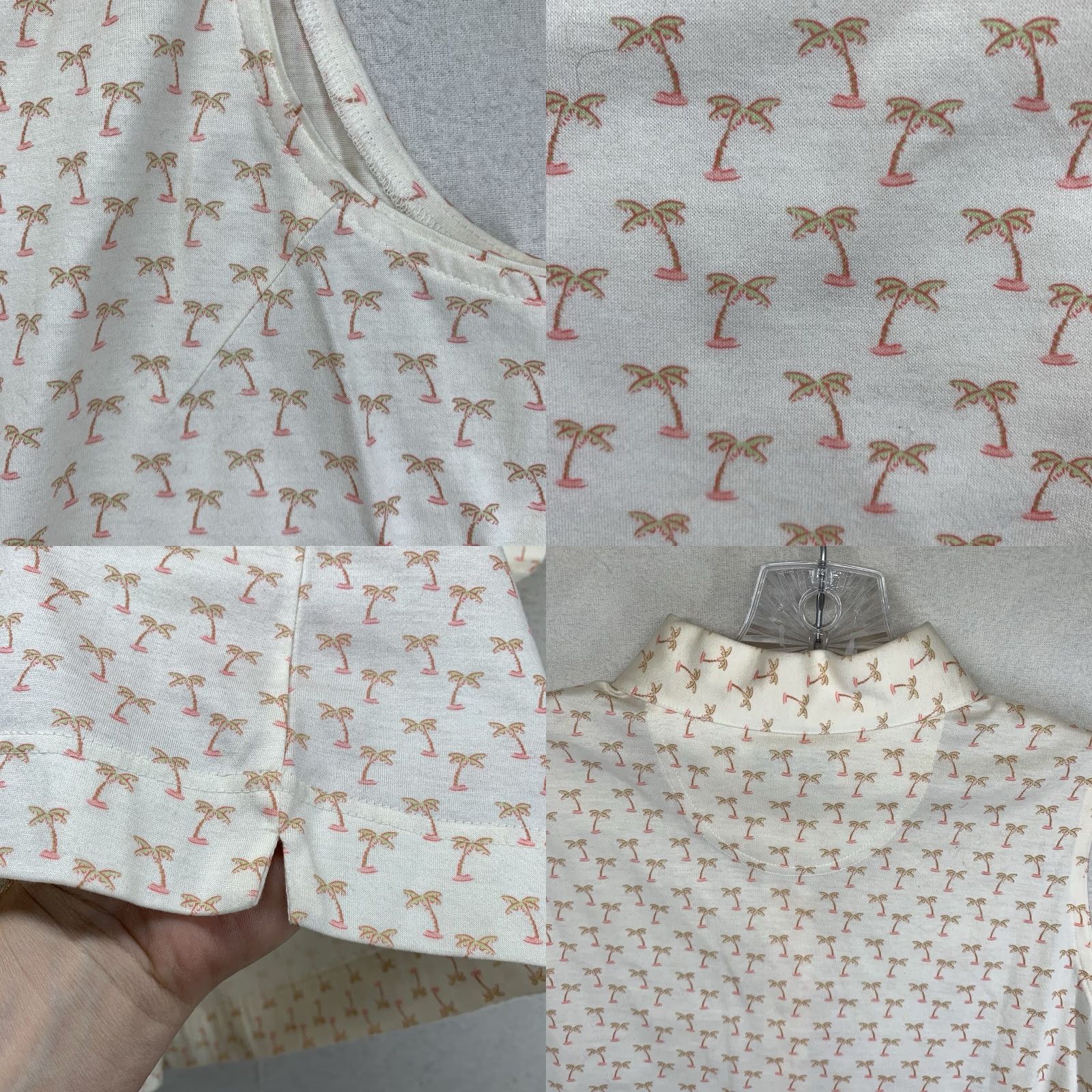 Vintage Sport Haley Women's Collared Tank Top AOP Ivory Pink Palm Trees Cute Medium Top Womens Size M / US 6-8 / IT 42-44 - 9 Thumbnail