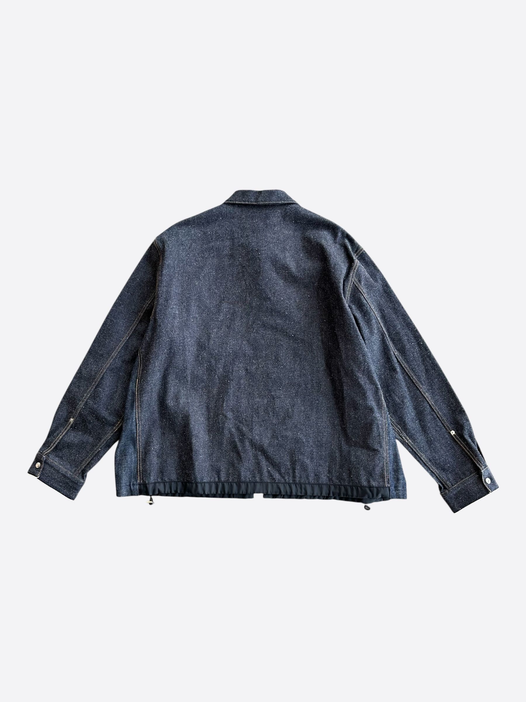 Dior Dior Sacai Blue & Black Embroidered Logo Denim Jacket Size US XXL / EU 58 / 5 - 2 Thumbnail