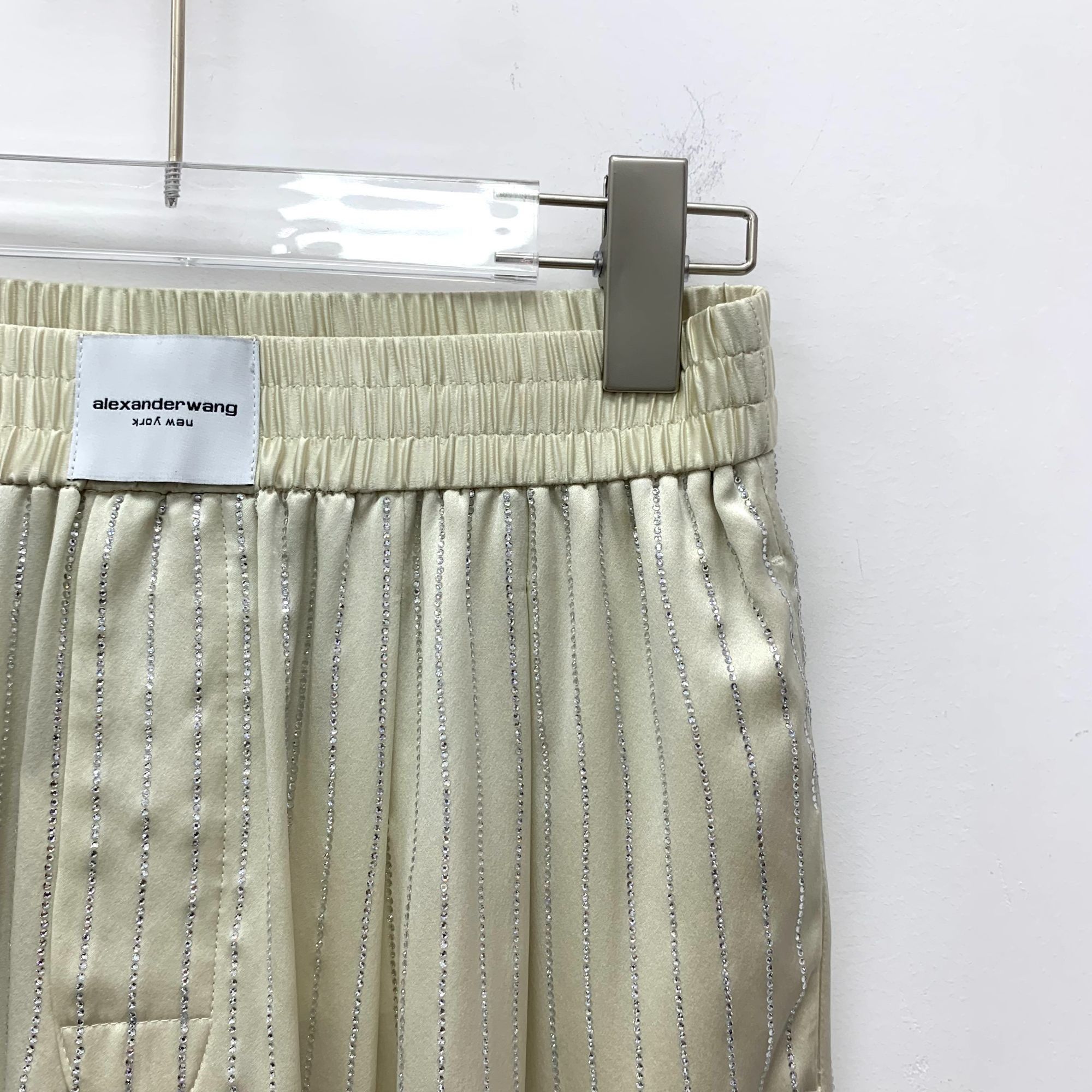 Alexander Wang Alexander Wang Beige Striped Crystal Diamond-Encrusted 100% Size 34" / US 12 / IT 48 - 7 Thumbnail
