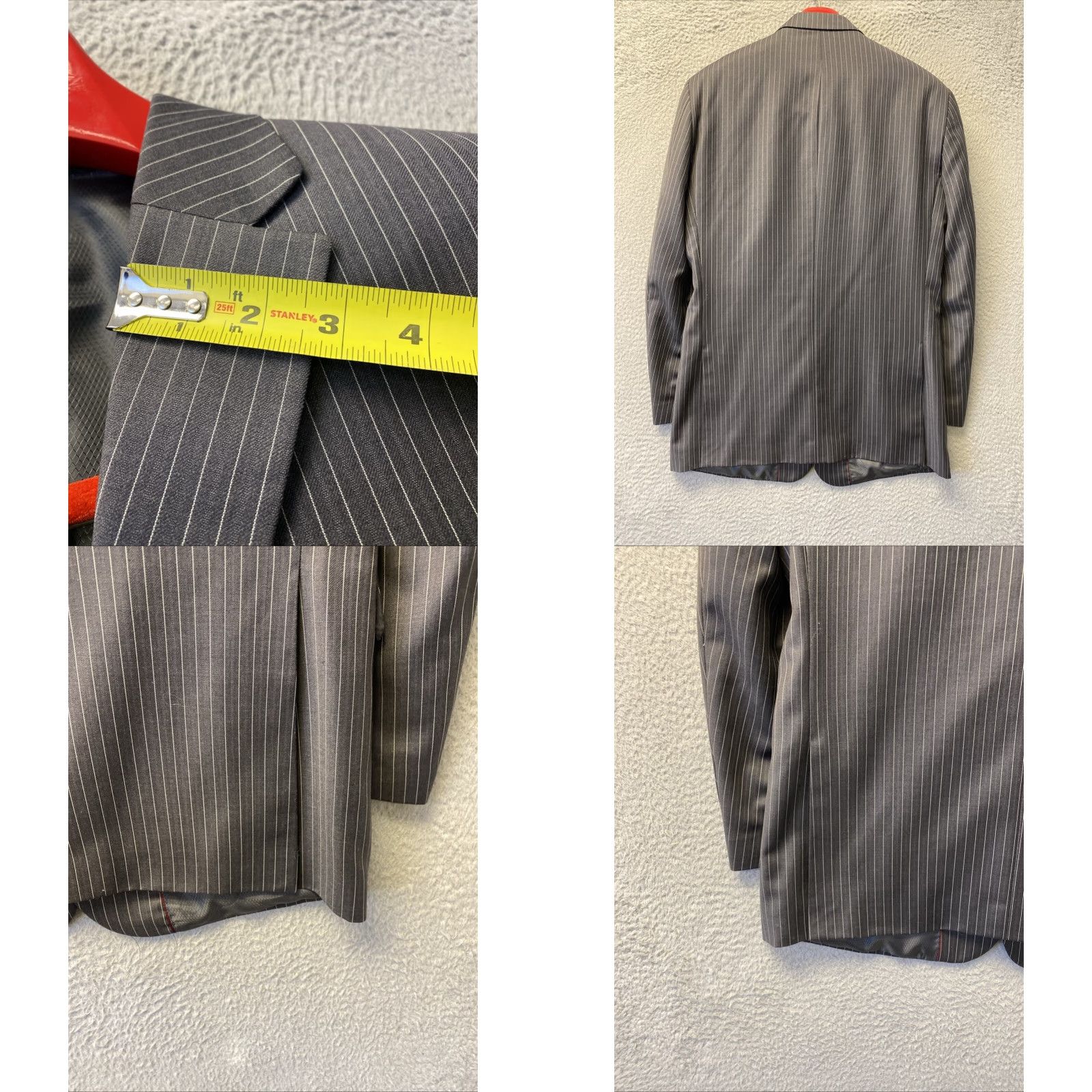Vintage Giorgio Cosani 3 Piece Suit Wool Gray Striped Size 38R Regular Fit Mens 90s Size 38R - 8 Thumbnail