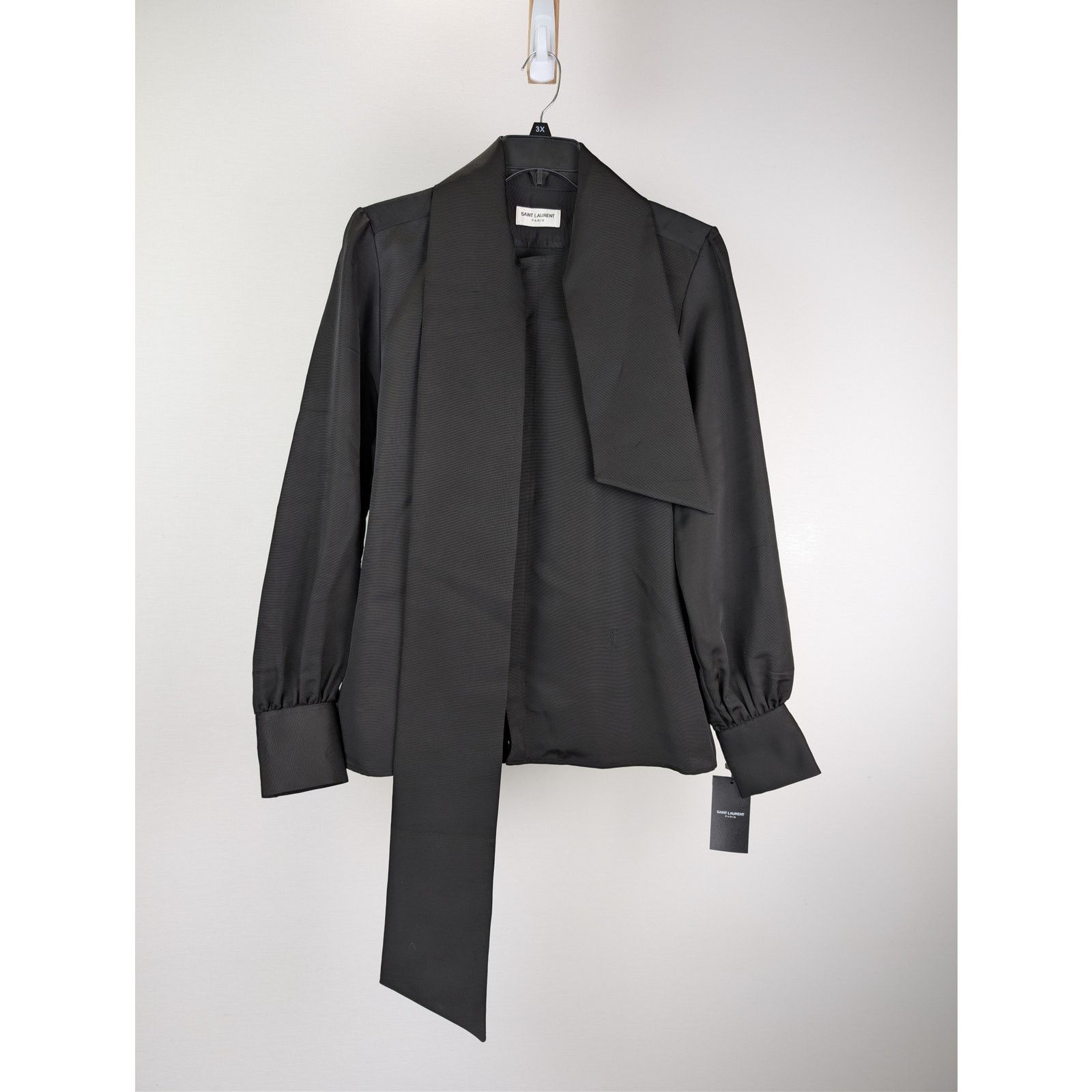 Saint Laurent Paris o1rshd1 Lavallière-Neck blouse Shirt in Black Size US M / EU 48-50 / 2 - 1 Thumbnail